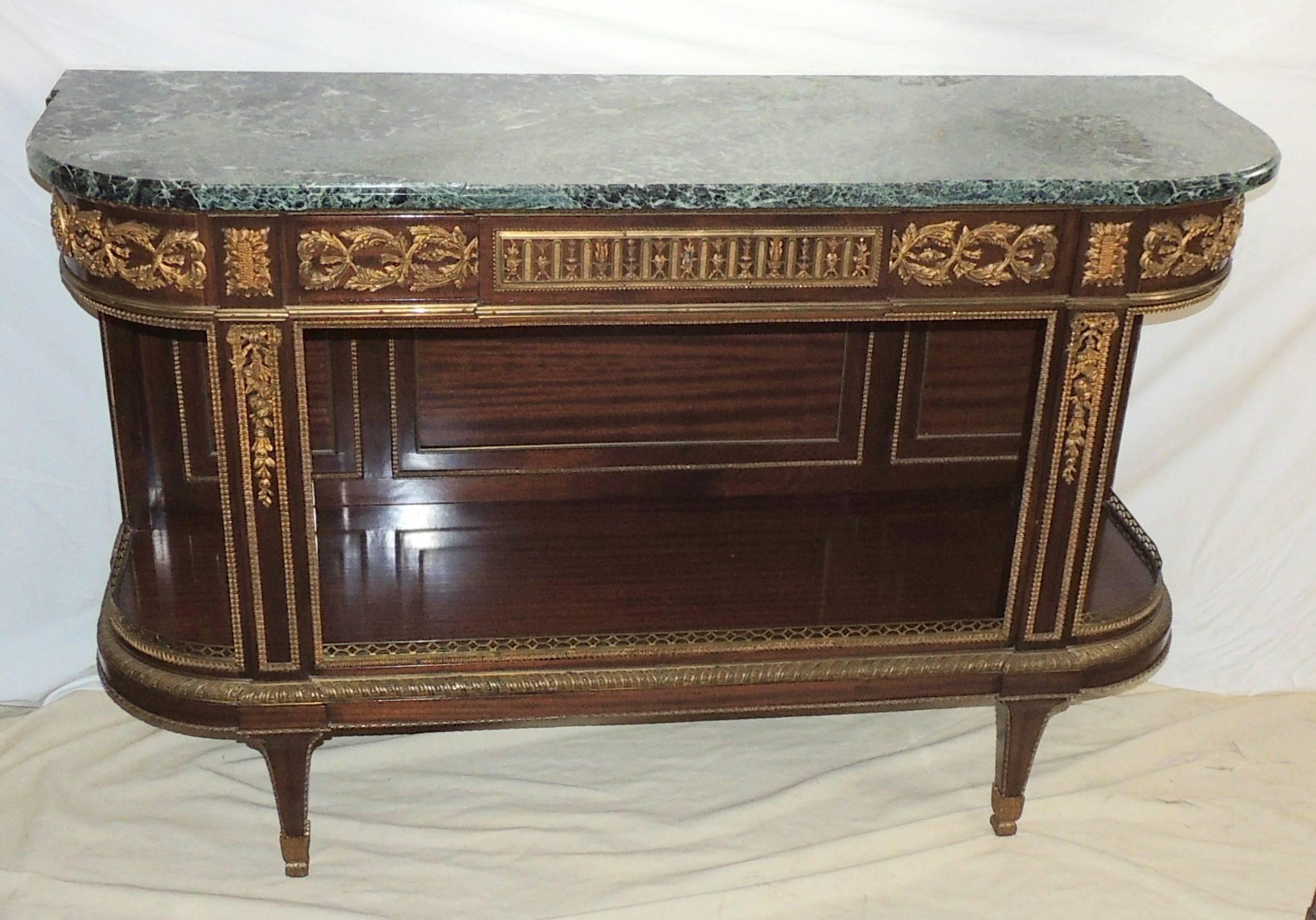 Fine French Ormolu Bronze-Mounted Marble-Top Dessert Demilune Console Sideboard 2
