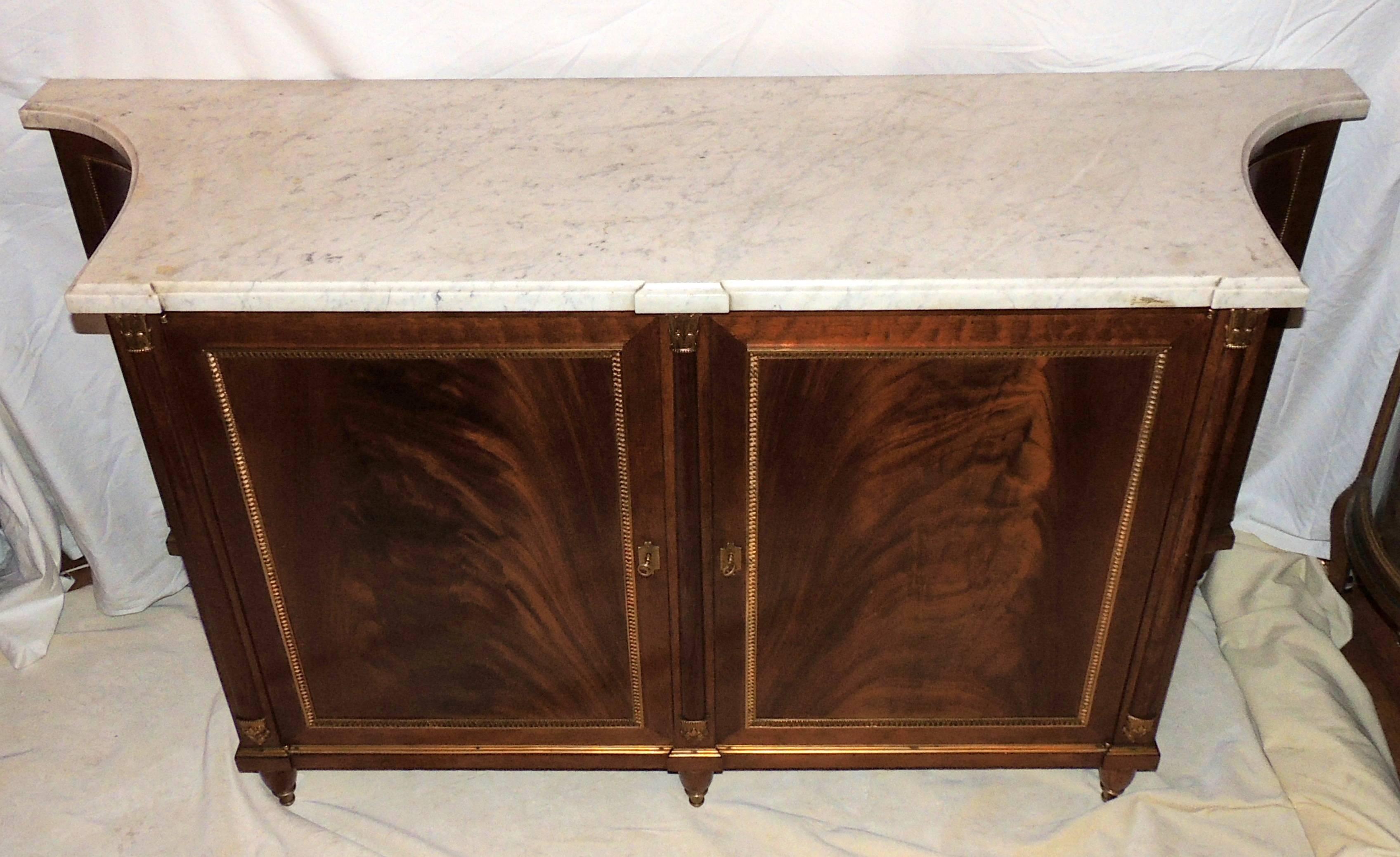 Wonderful French Maison Jansen Ormolu Bronze Marble Top Commode Chest Console 3