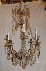 Wonderful Signed Baccarat French Dore Bronze Eight-Light Crystal Chandelier