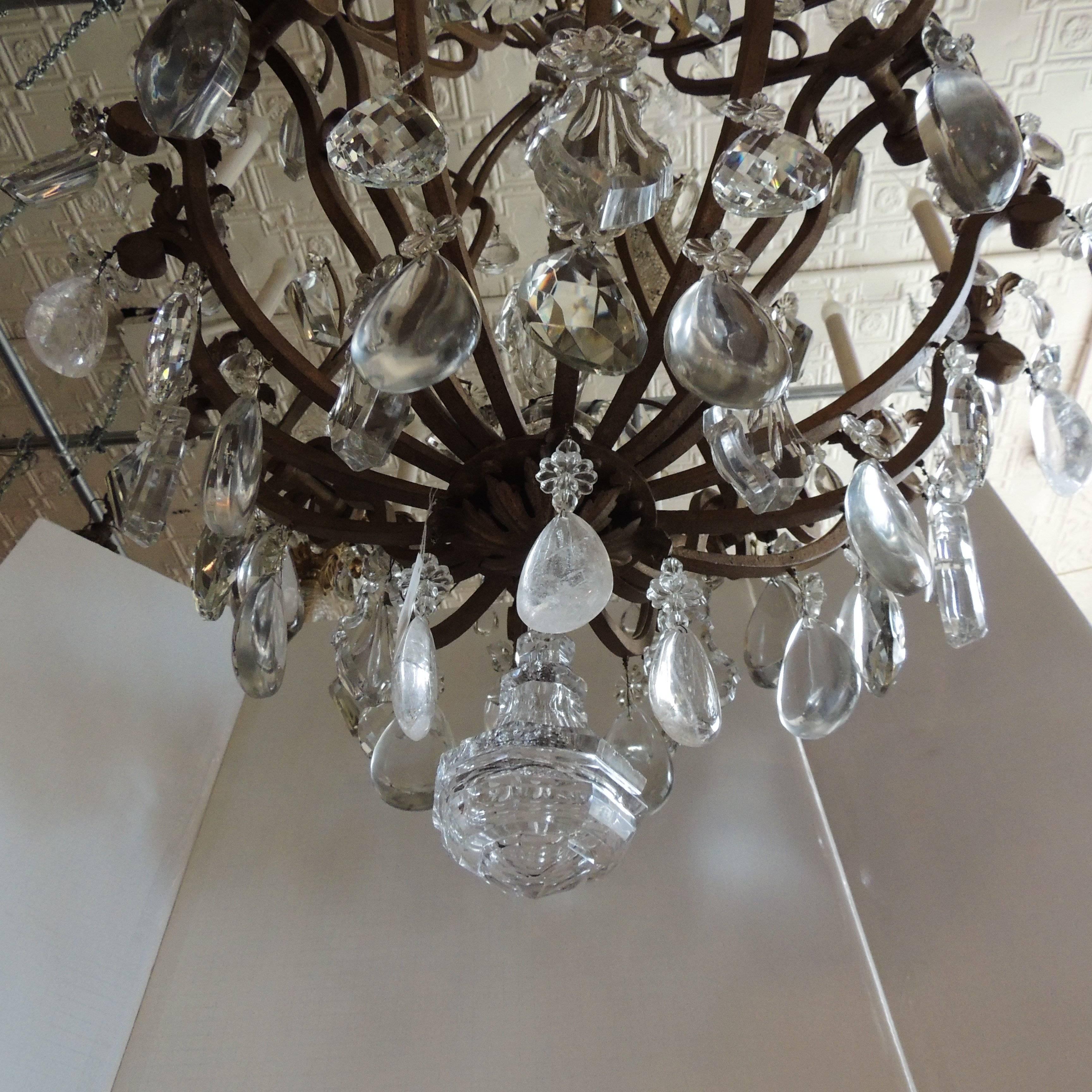 Majestic Gilt French Twelve-Light Rock Crystal Large Chandelier Bagues Fixture 5