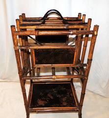 Wonderful 19th Century English Bamboo Chinoiserie Magazine Rack Stand Canterbury