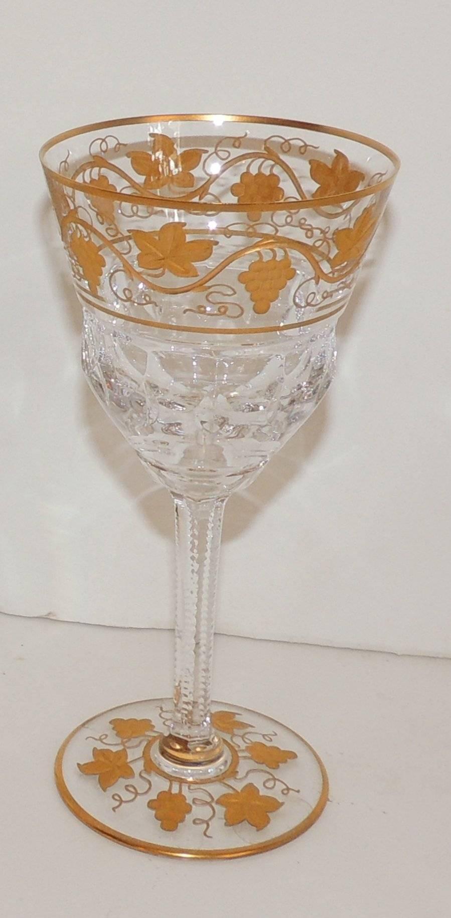 Belgian Wonderful Val St Lambert Pampre D'or 23 Piece Water Wine Crystal Stemware Set