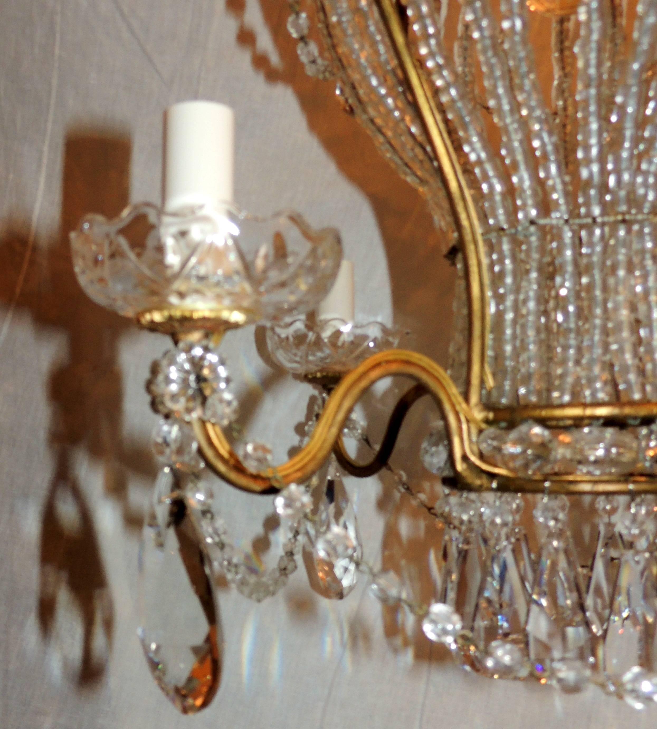 Vergoldete, perlenbesetzte Vintage-Kristall-Heißluftballon-Kronleuchter-Leuchte, Italien (Italienisch) im Angebot