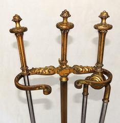 Wonderful French Bronze Fire Place Set Tool Neoclassical Caldwell Garland Swag