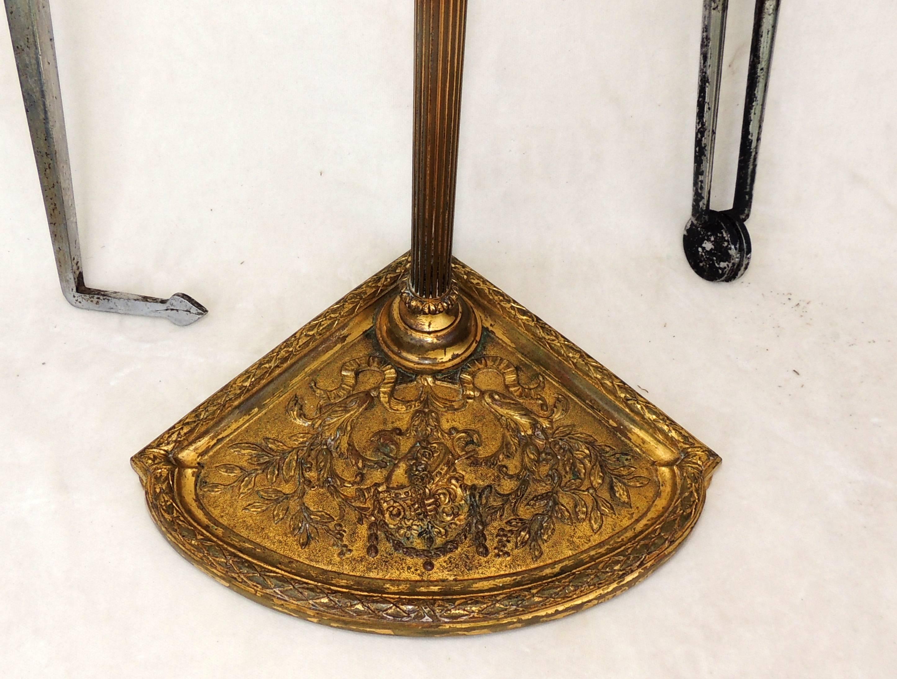 Mid-20th Century Wonderful French Bronze Fire Place Set Tool Neoclassical Caldwell Garland Swag