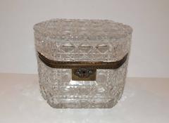 Wonderful French Faceted Cut Crystal Bronze Ormolu-Mounted Casket Jewelry Box