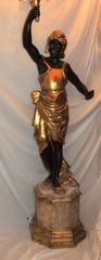 Pair Italian Polychromed Blackamores Candelabras Octagonal Plinths Floor Lamps