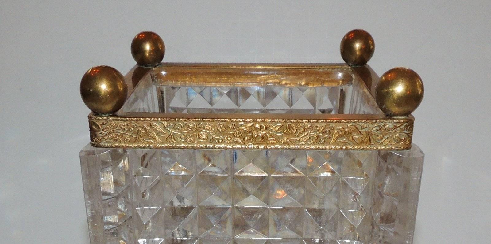 Early 20th Century Fine French Ormolu Doré Bronze Diamond Cut Crystal Planter Cachepot Jardinière