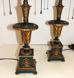 Wonderful French Empire Neoclassical Regency Patinated Ormolu Bronze Lamps Pair