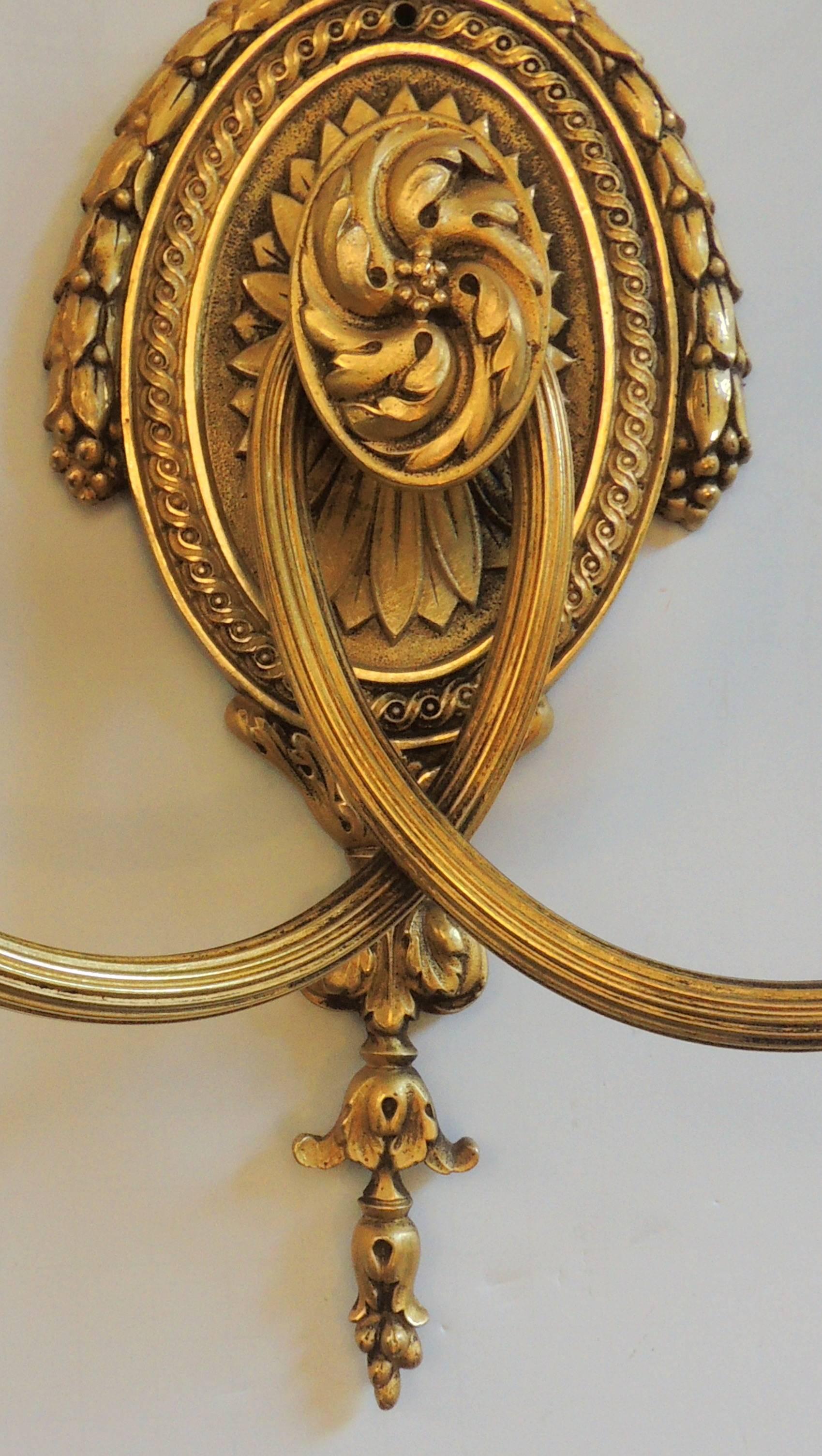 Mid-20th Century Wonderful Set Four French Bronze Caldwell Neoclassical Regency Two-Arm Sconces