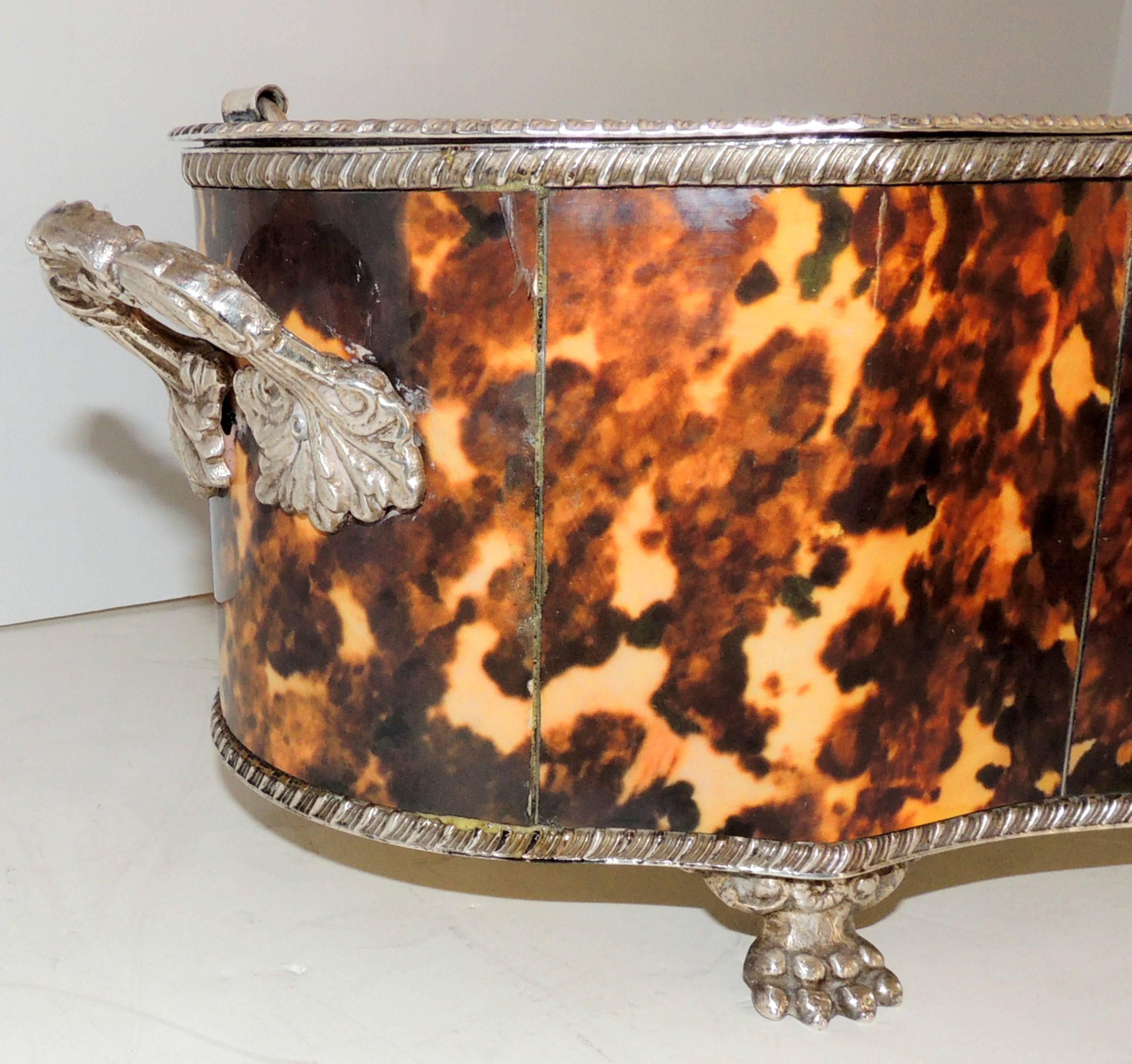 Wonderful English Silver Plated Tortoiseshell Jardinière Planter Centrepiece In Good Condition In Roslyn, NY