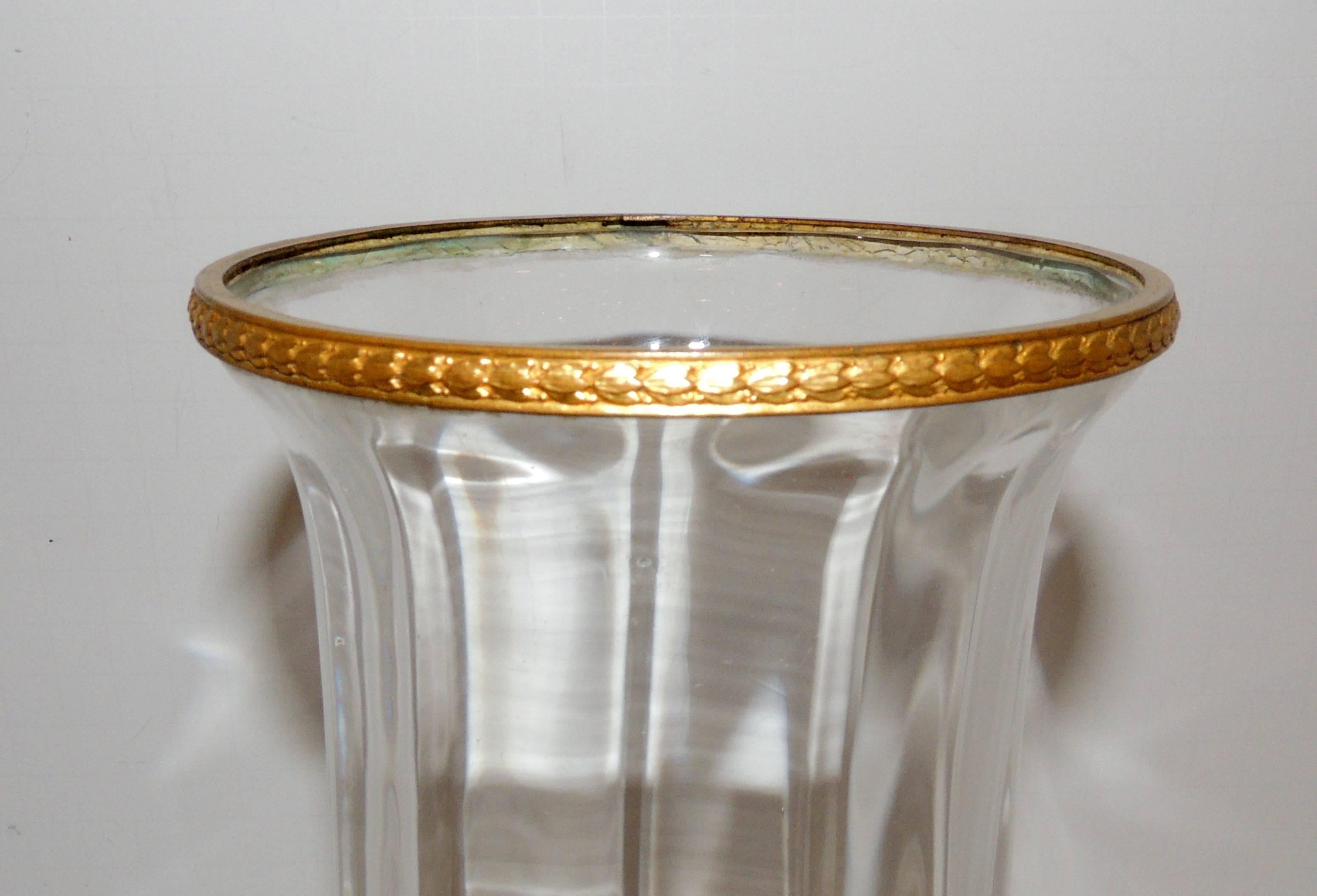 Belle Époque Wonderful French Ormolu Gilt Dore Bronze-Mounted Crystal Vase Glass Urn