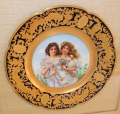 Handbemalter französischer Porträtteller von Jules Etienne Rue De Paradis, zwei Jungen, Jules Etienne