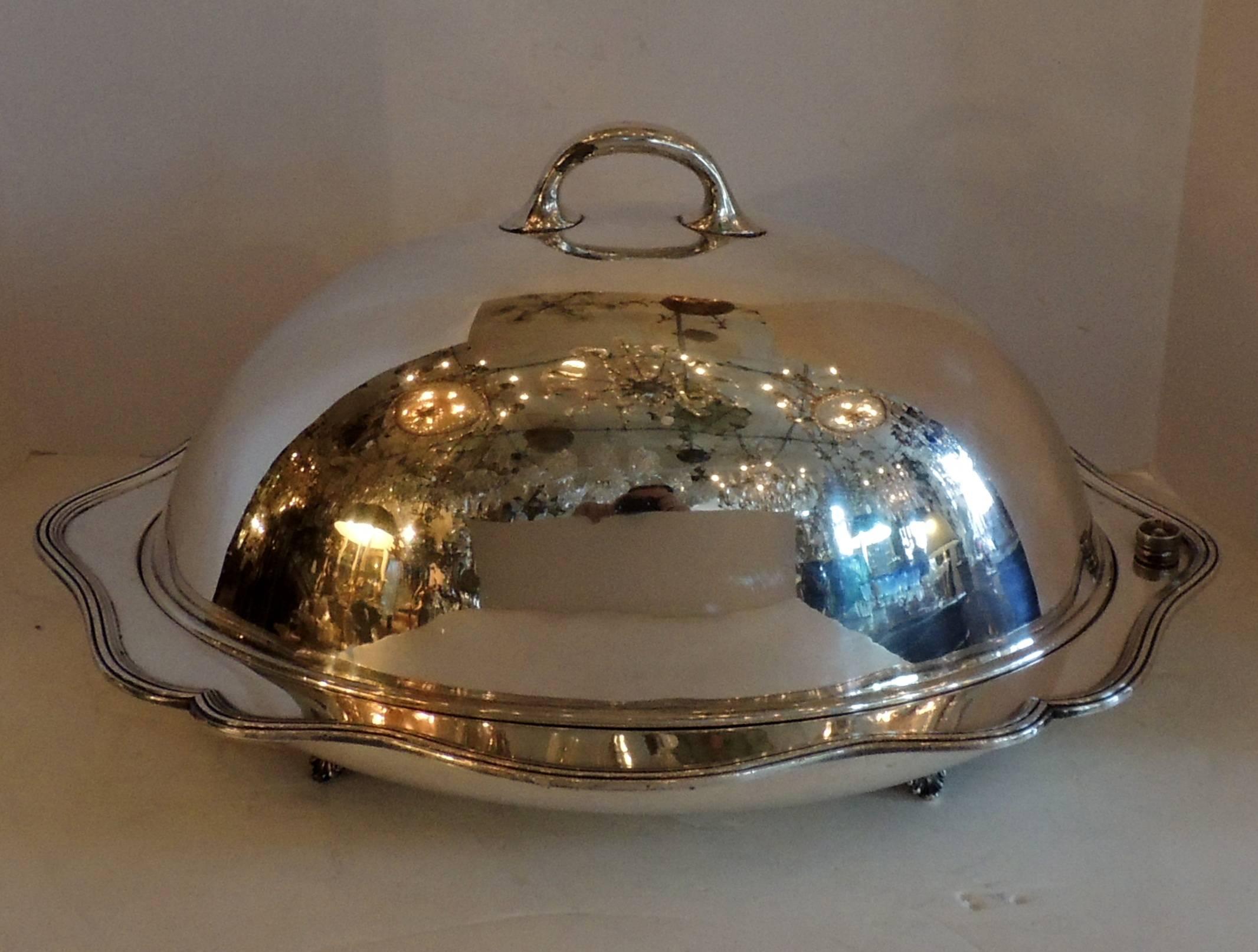 silver turkey platter with cover