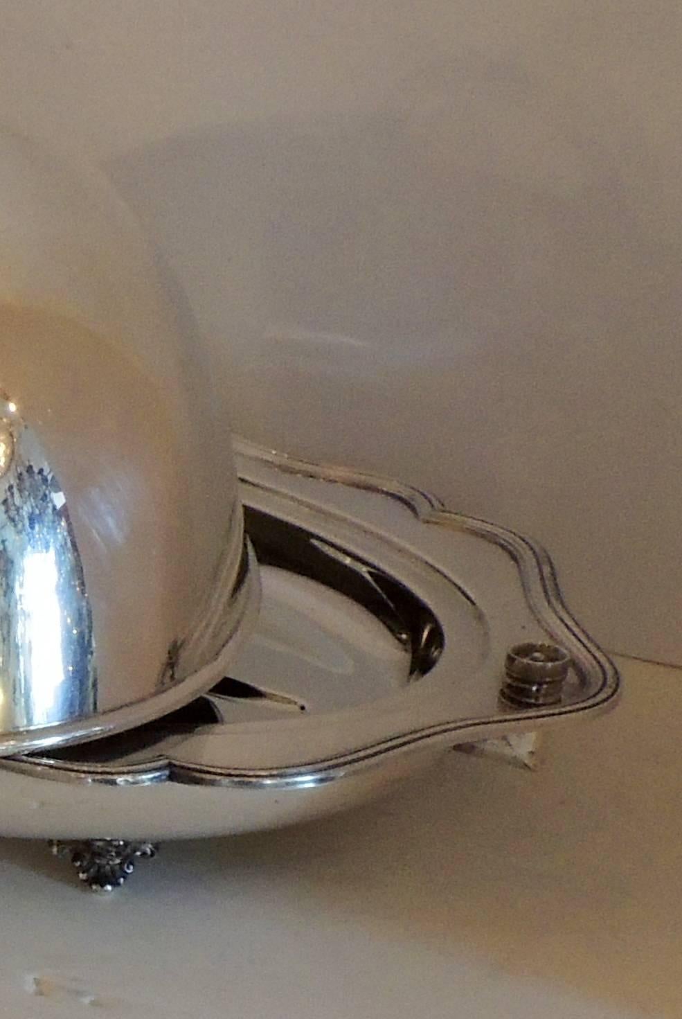 English Antique Silver Plated Meat Turkey Dome Cover Victorian Cloche Large Serving Set