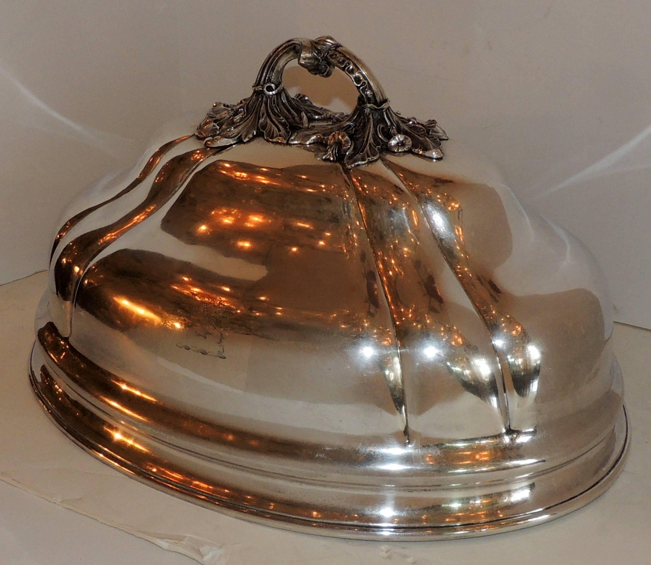 English Antique Serving Silver Plated Meat Food Turkey Dome Cover Victorian Cloche Large