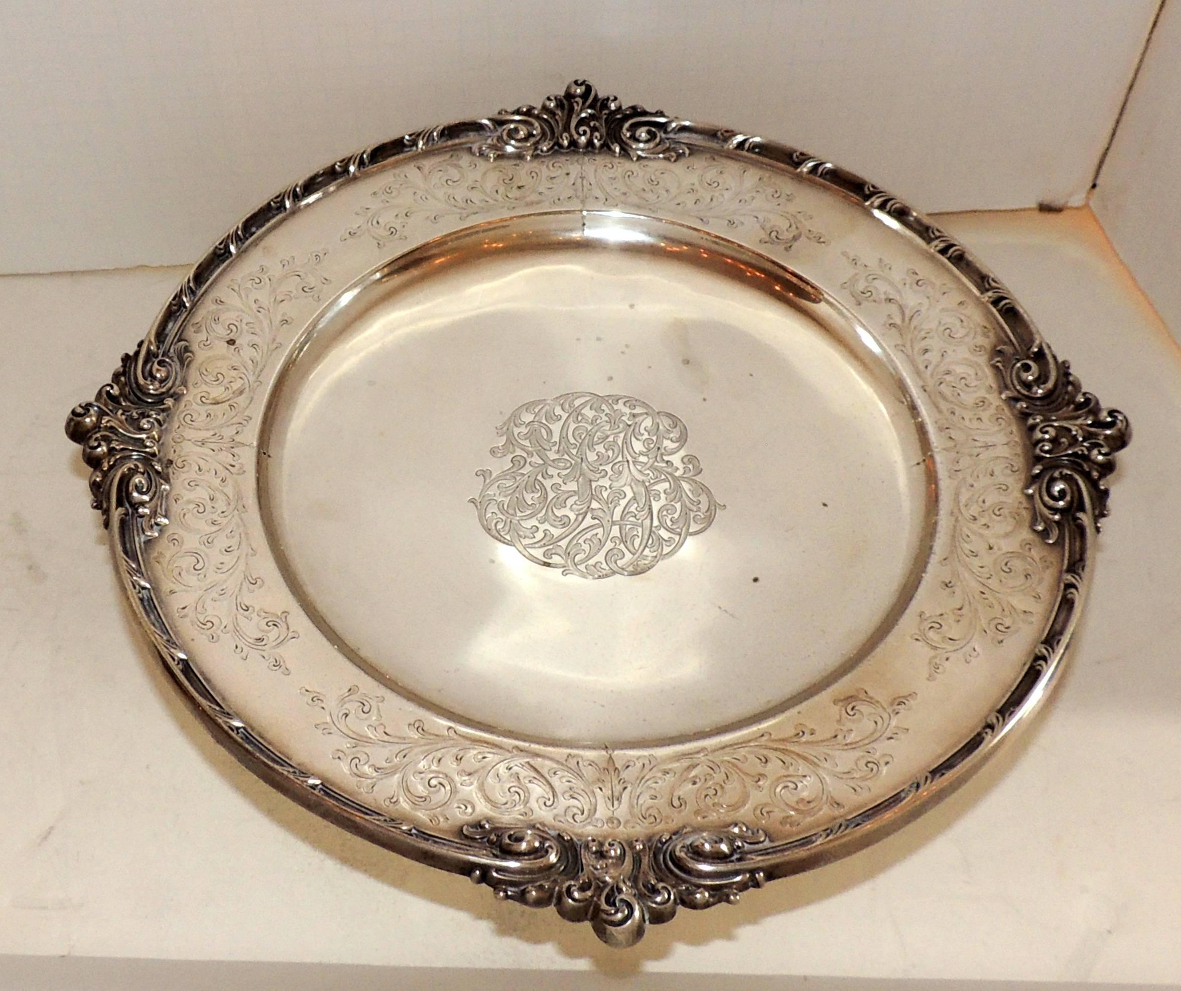 American Wonderful Black Star & Frost Sterling Silver Centerpiece Cake Stand Plate Dish 
