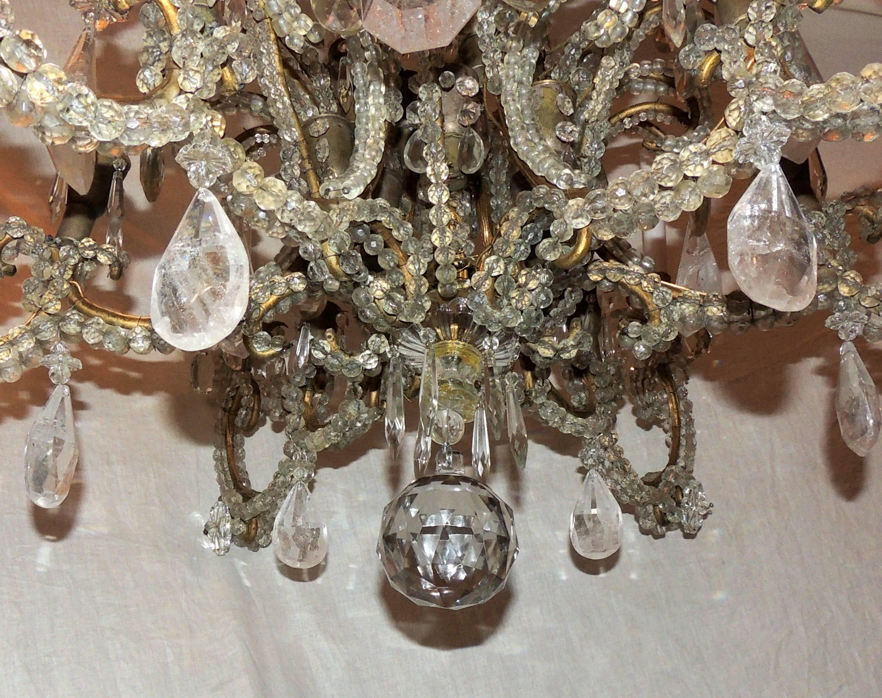 Wonderful Large French Bagues Bronze Beaded Rock Crystal 36 Light Chandelier 2