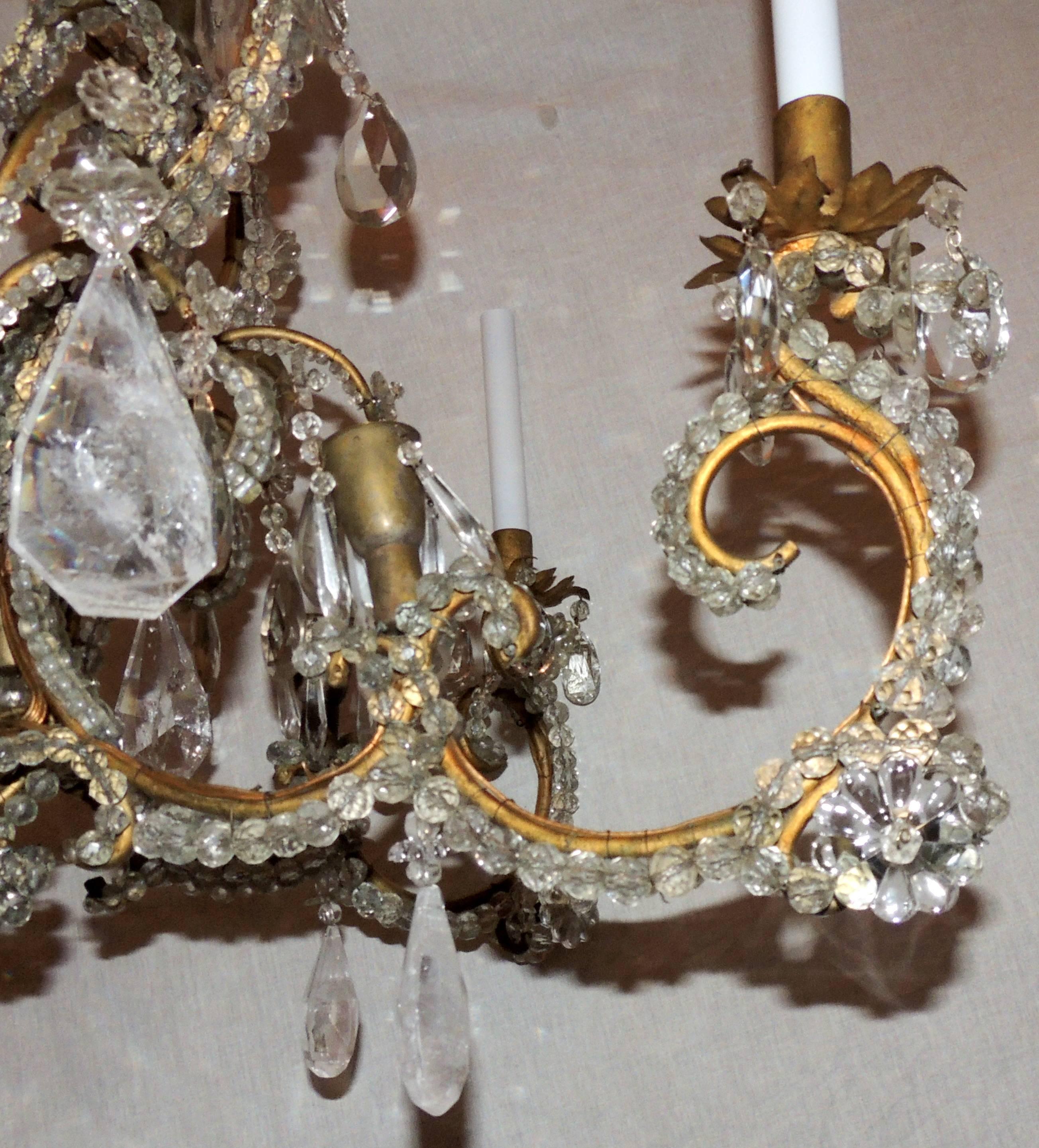 Wonderful Large French Bagues Bronze Beaded Rock Crystal 36 Light Chandelier 4