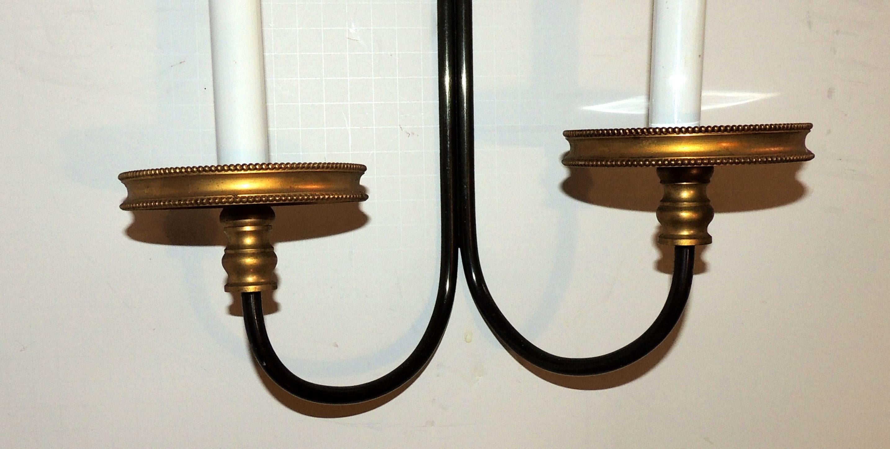 Wonderful Pair of French Empire Patina Gilt Bronze Regency Neoclassical Sconces  In Good Condition In Roslyn, NY