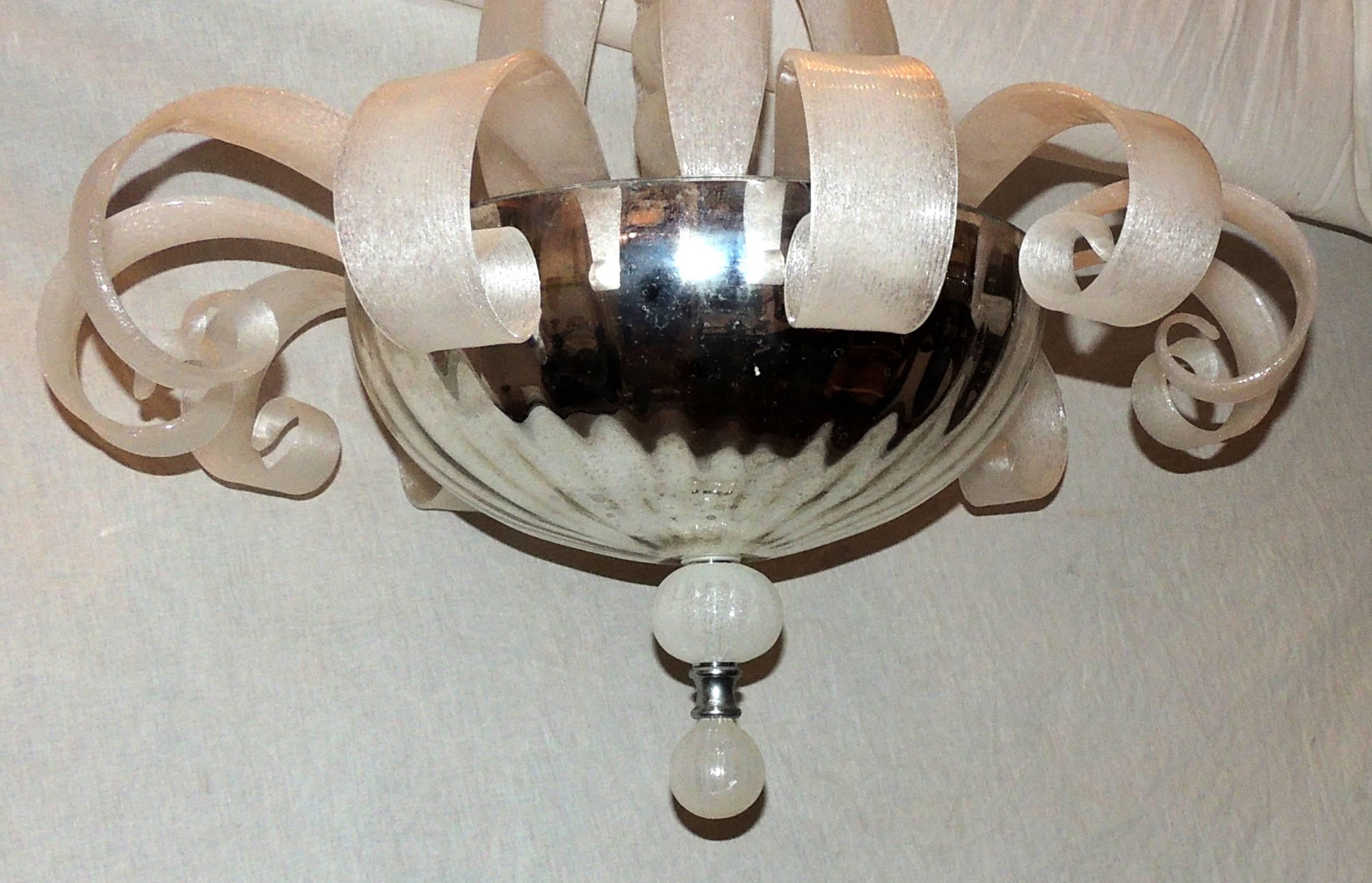 Mid-20th Century Mid-Century Modern Venetian Blown Glass Fixture Transitional Leaf Chandelier