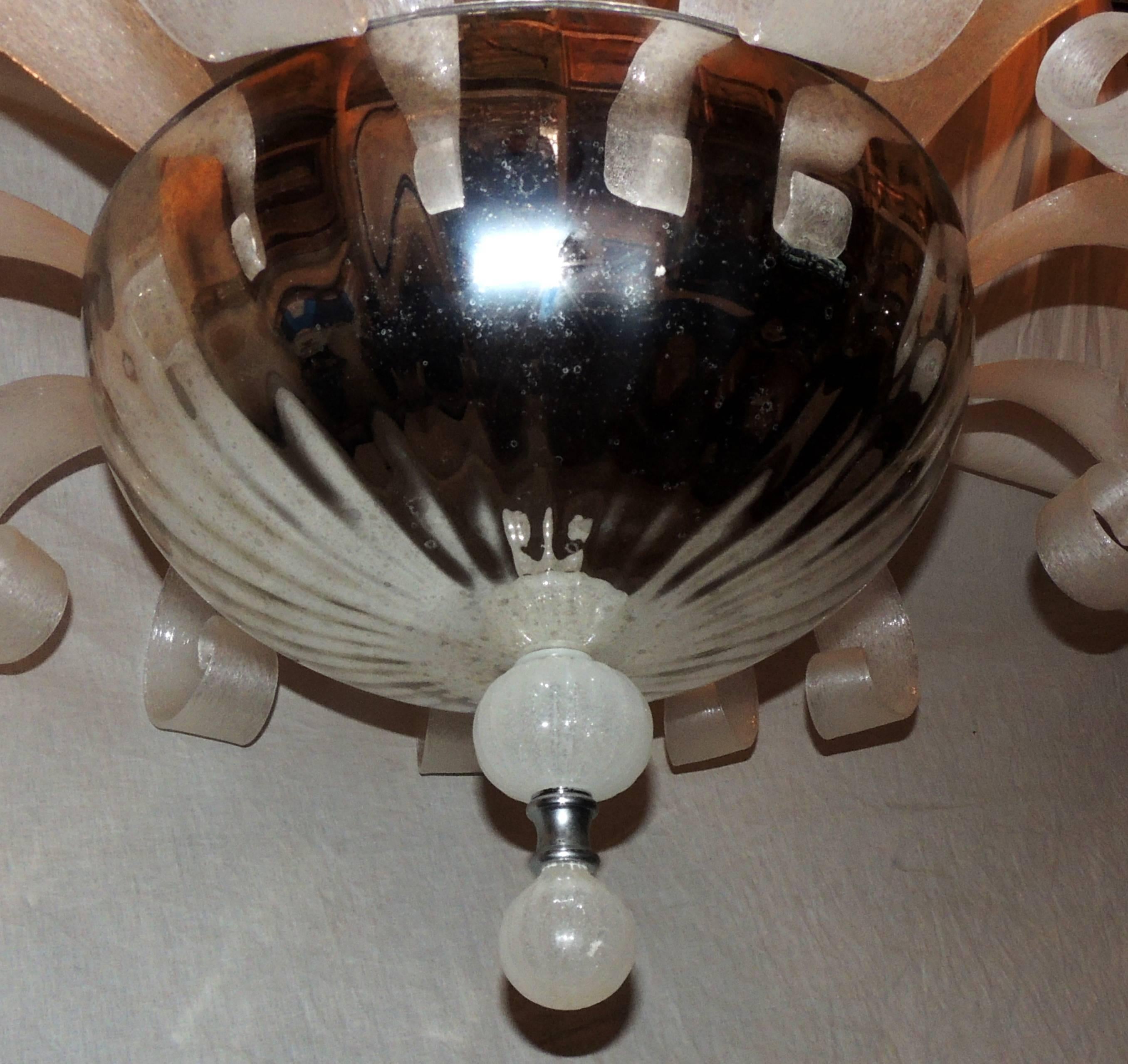 Mid-Century Modern Venetian Blown Glass Fixture Transitional Leaf Chandelier 1