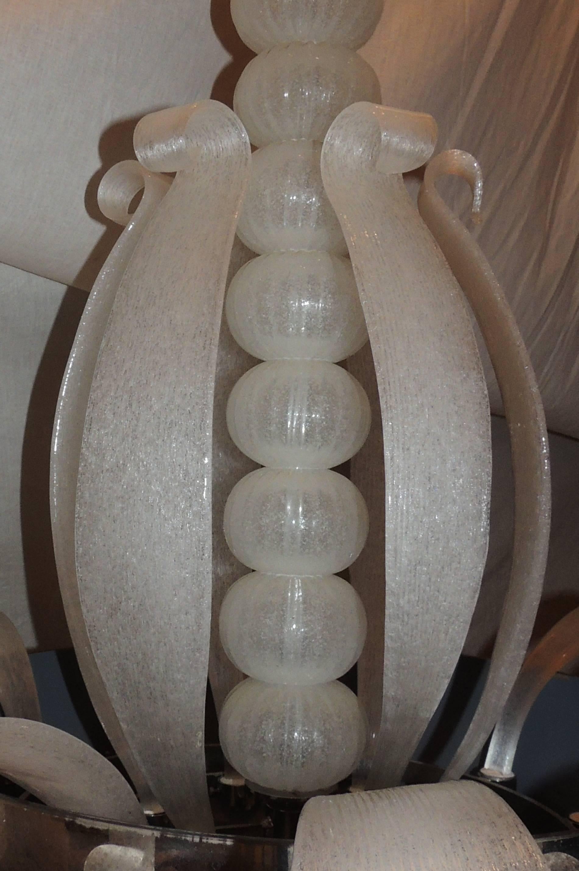 Mid-Century Modern Venetian Blown Glass Fixture Transitional Leaf Chandelier 3