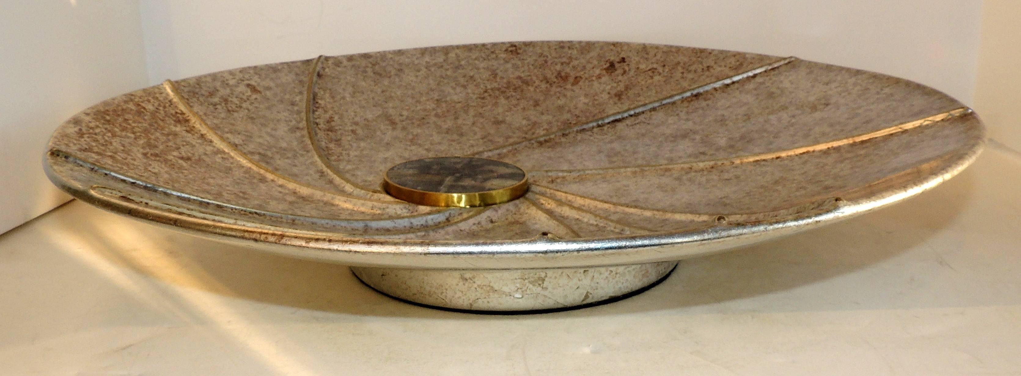 Fine Mid-Century Modern Lorin Marsh Round Centerpiece Precious Stone Silver In Good Condition For Sale In Roslyn, NY