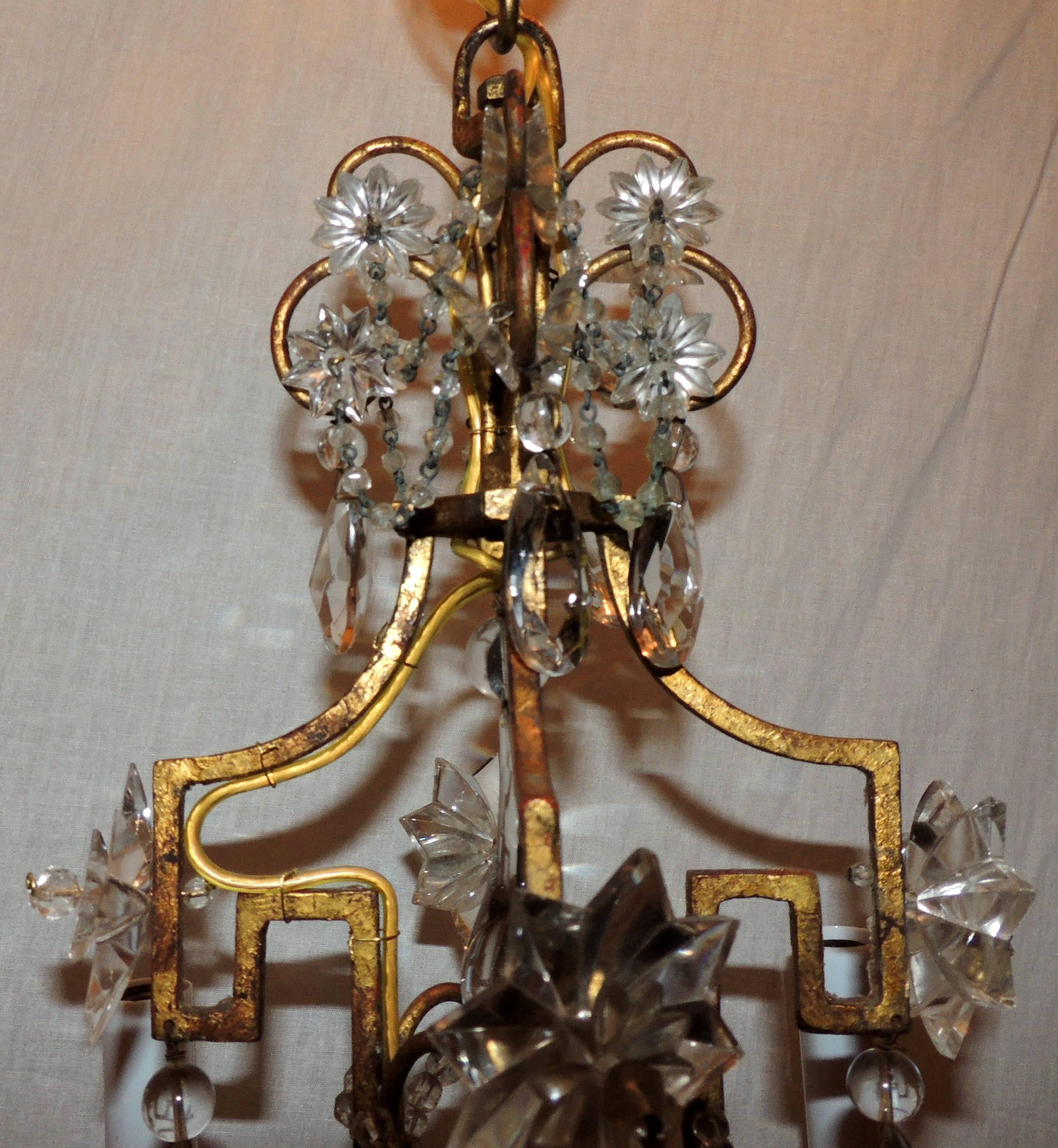 Wonderful Bagues French Gilt Crystal Beaded Petite Chandelier Four-Light Fixture 1