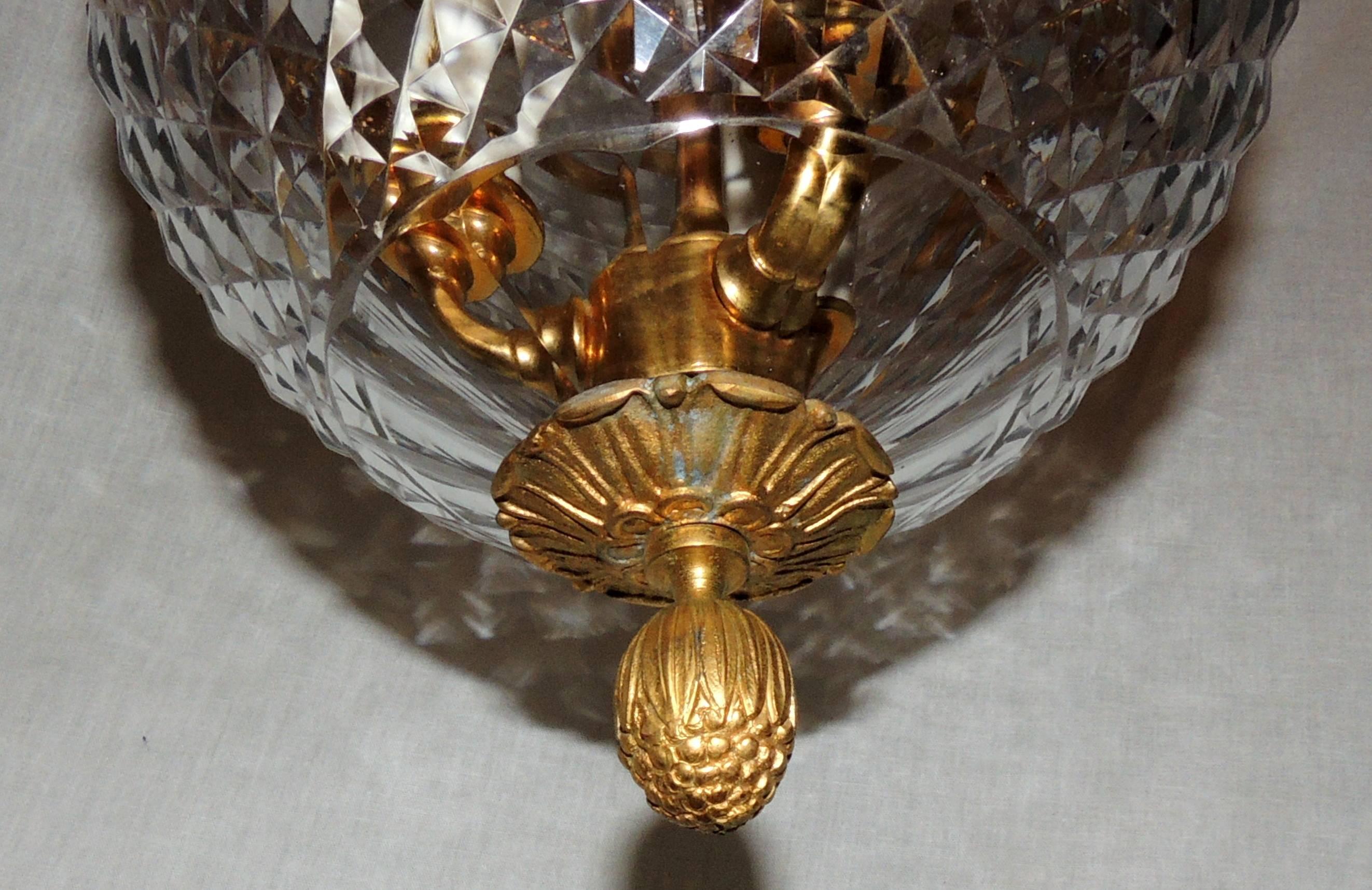 Wonderful French Bronze Crystal Neoclassical Empire Ormolu Lantern Chandelier In Good Condition In Roslyn, NY