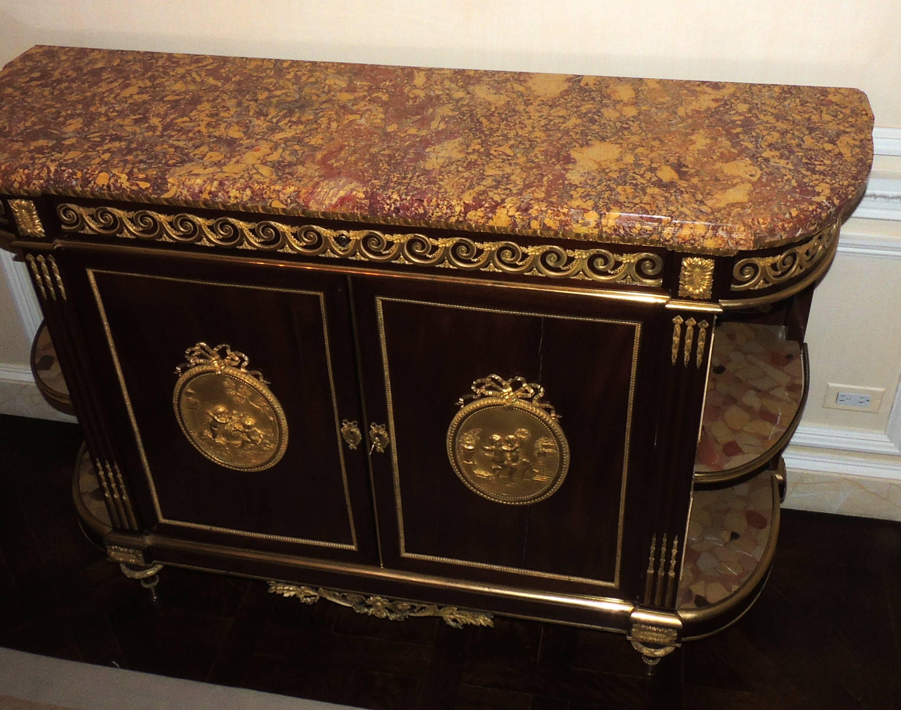 marble top console cabinet