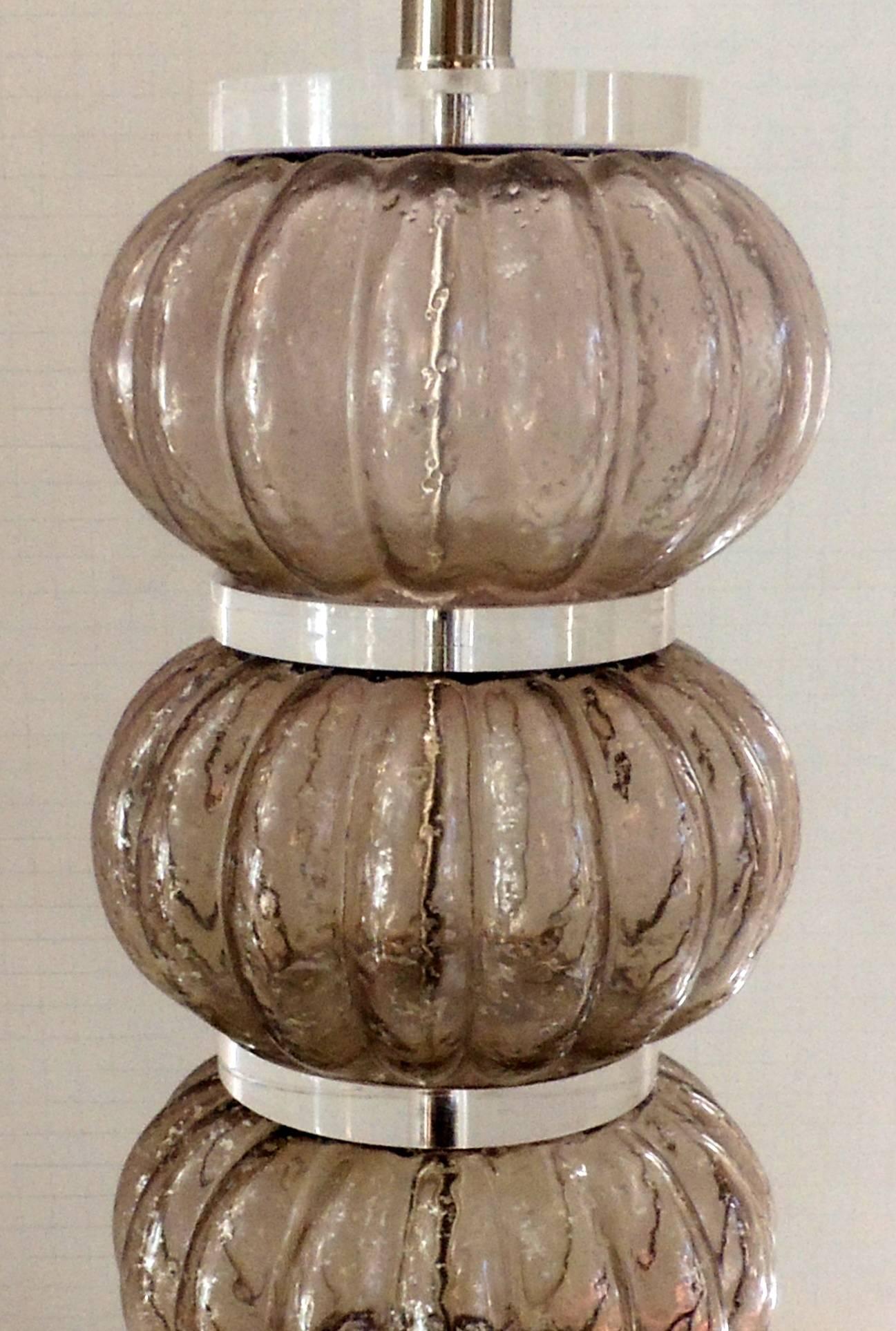 Wonderful Mid-Century Modern Pair of Italian Venetian Lucite Murano Glass Lamps 2