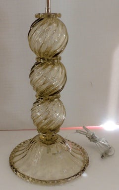 Mid-Century Modern Pair of Italian Venetian Swirl Murano Glass Deco Lamps