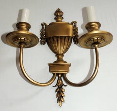 Wonderful Regency Neoclassical Pair Urn Form Bronze Empire E.F. Caldwell Sconces