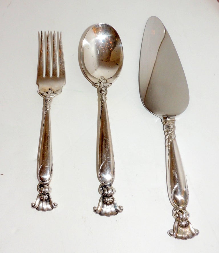 Wallace Sterling Silver Flatware Service 12 Romance of the Sea Pattern