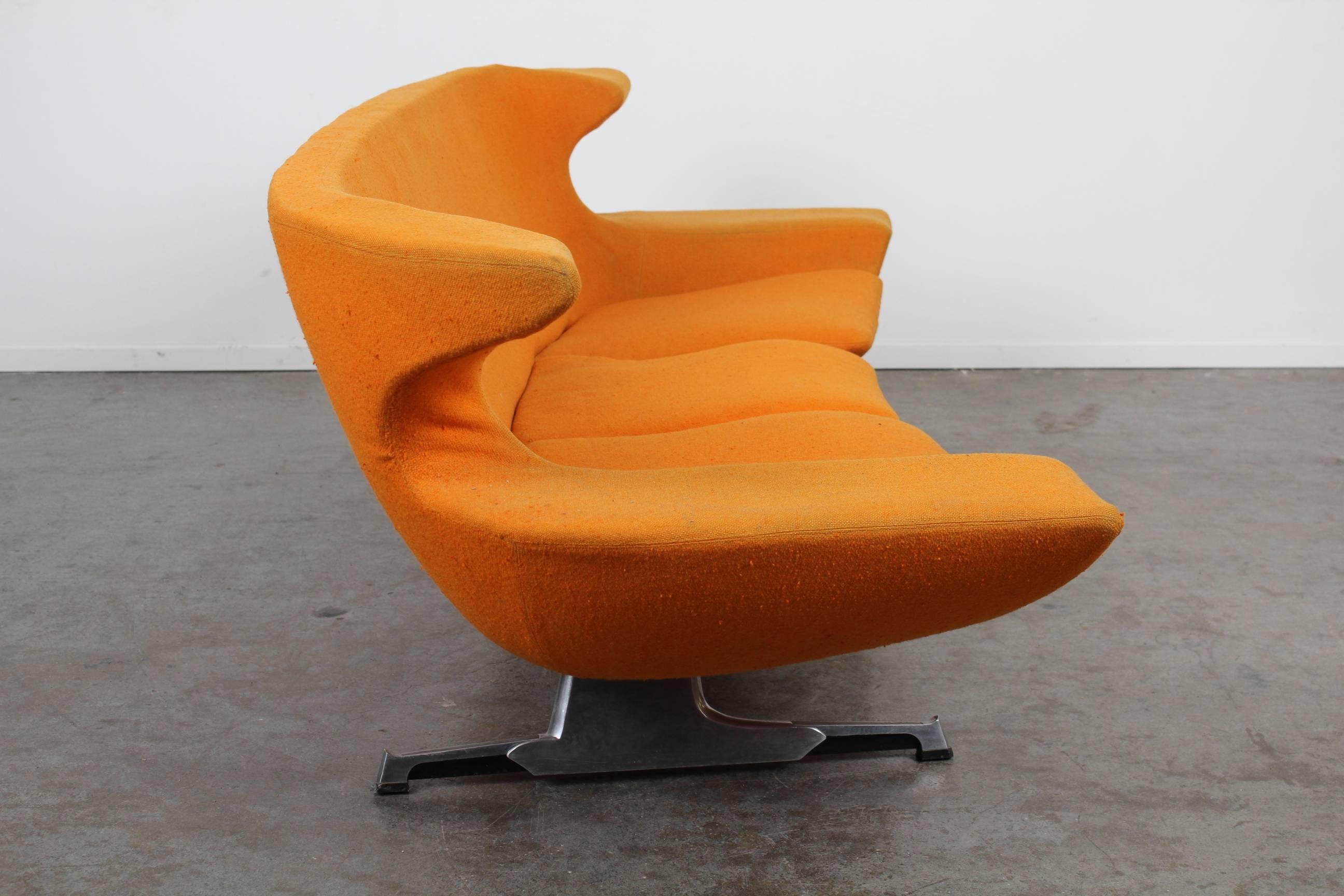 Rare Swedish Mid-Century Modern Wingback Sofa by Hans-Erik Johansson In Fair Condition For Sale In North Hollywood, CA