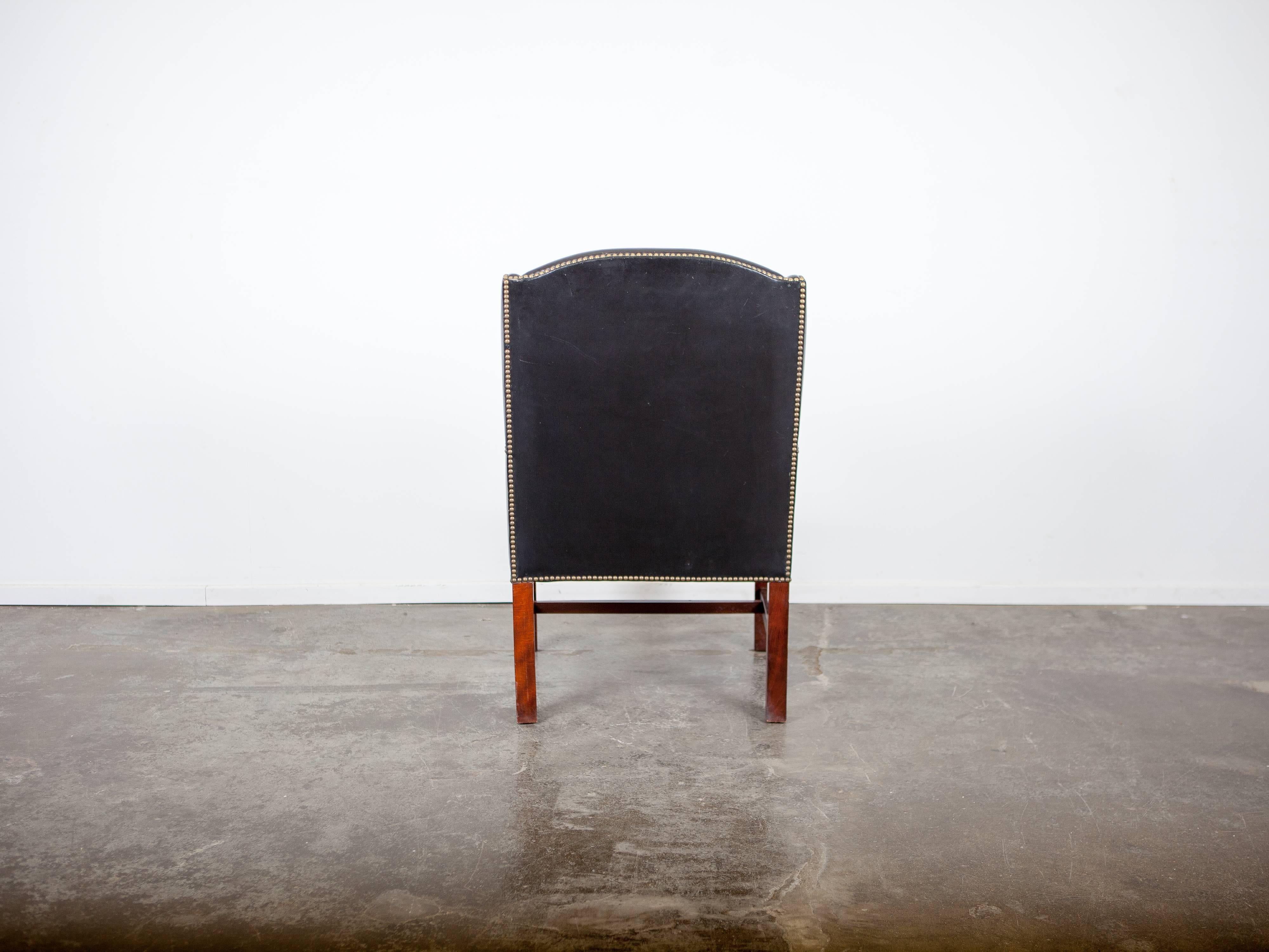 Danish Mid-Century Black Leather Lounge Chair