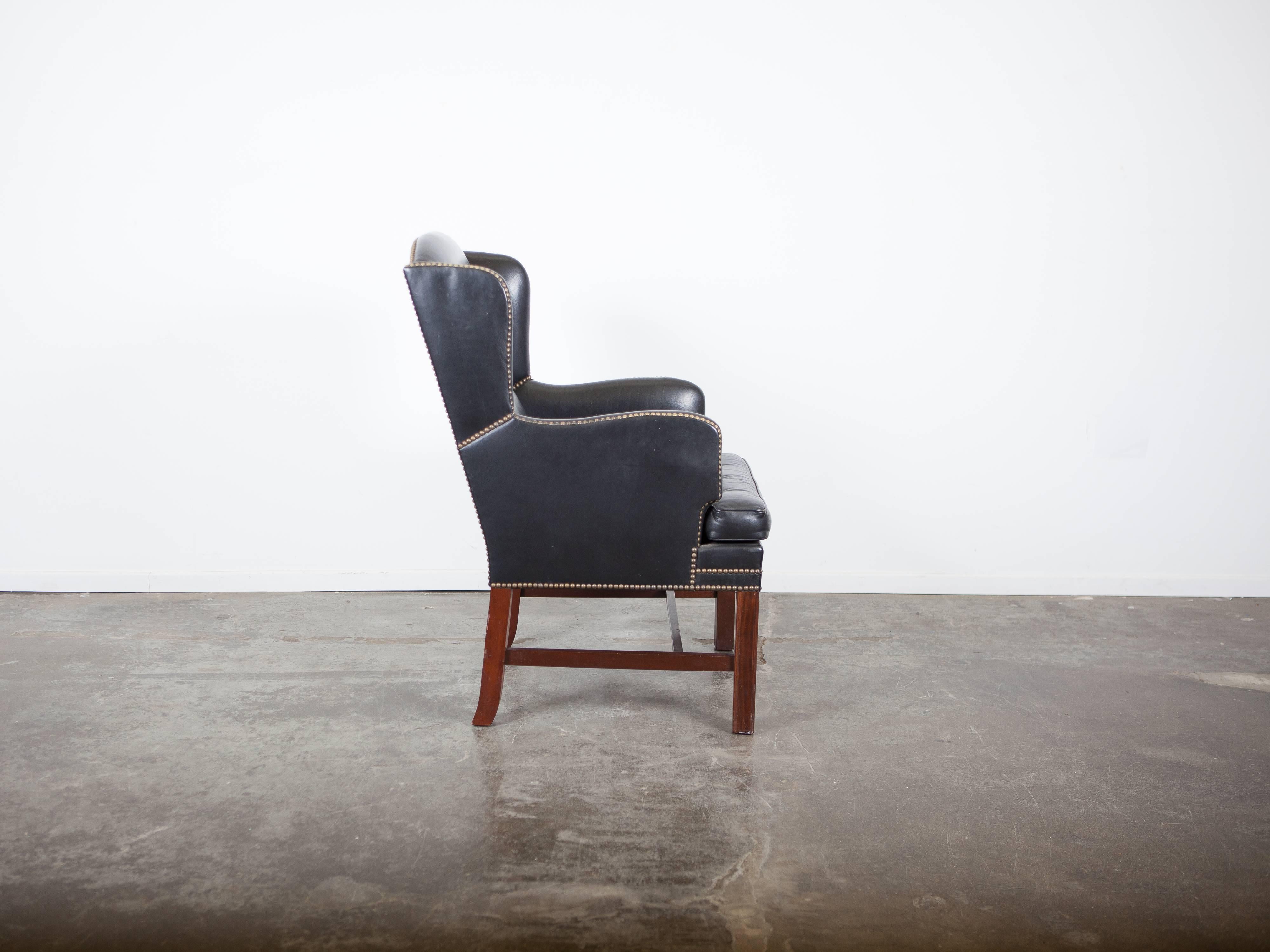 Mid-20th Century Mid-Century Black Leather Lounge Chair