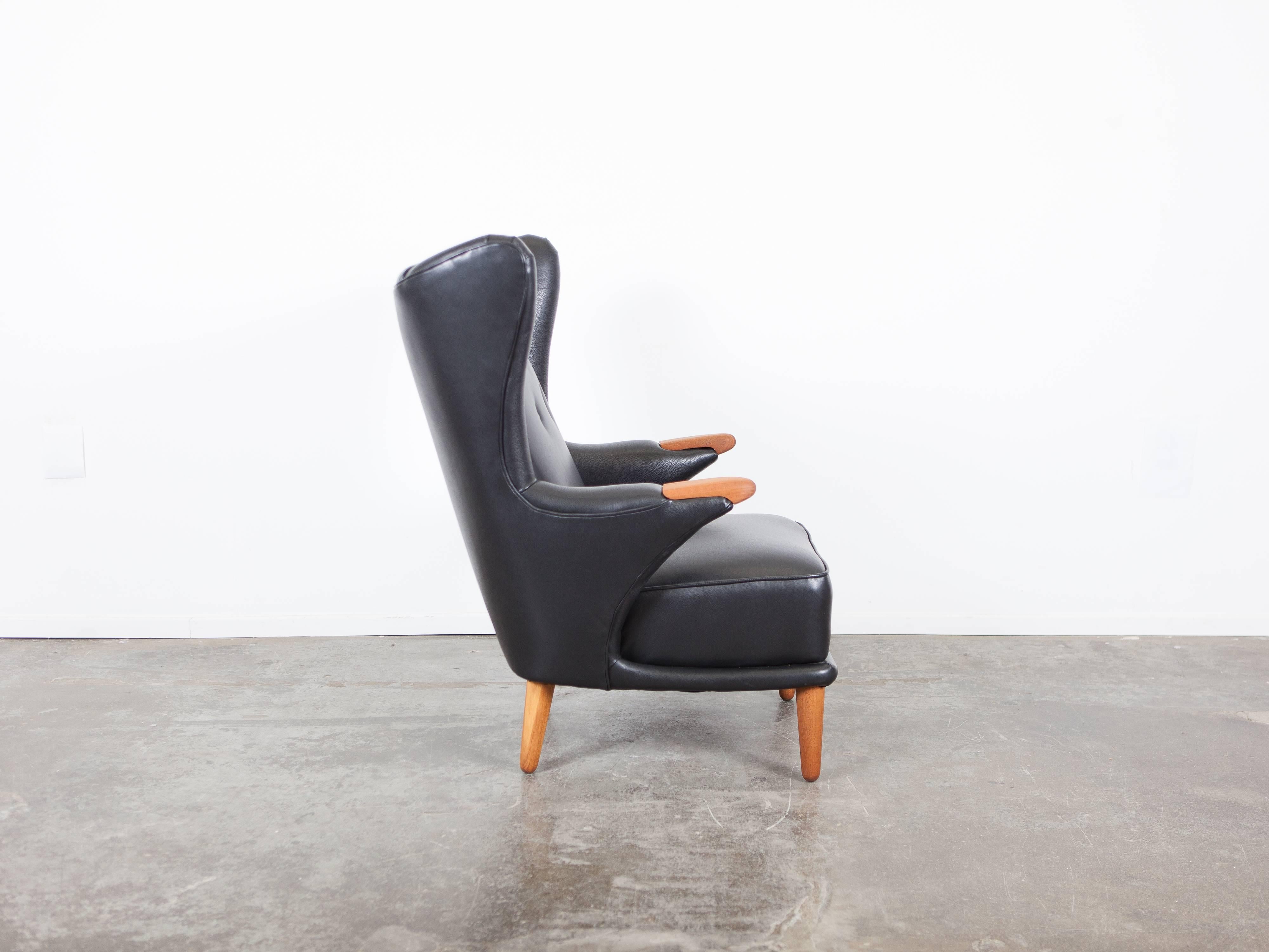 Danish Svend Skipper Black Leather Lounge Chair