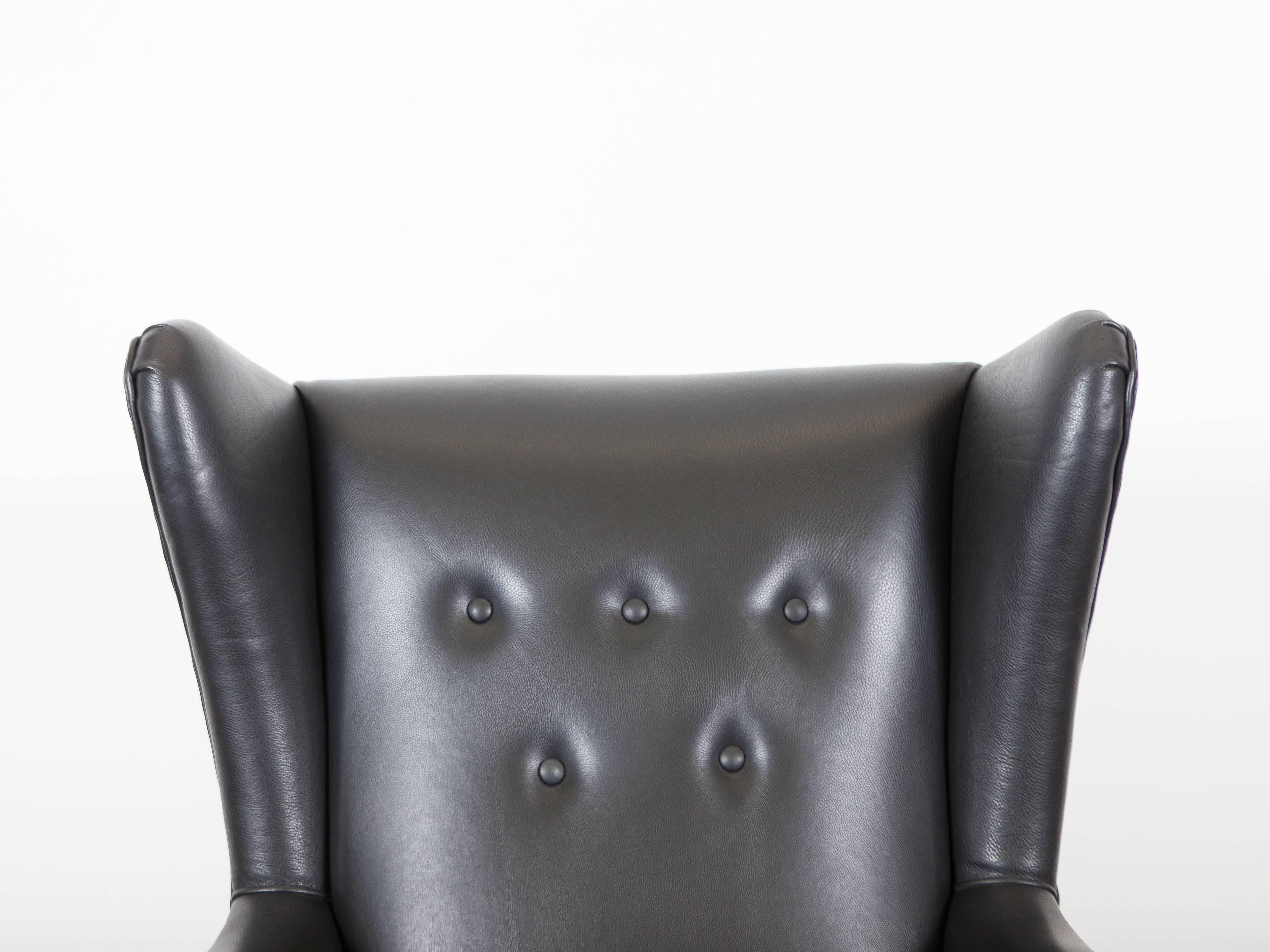 Svend Skipper Black Leather Lounge Chair 2