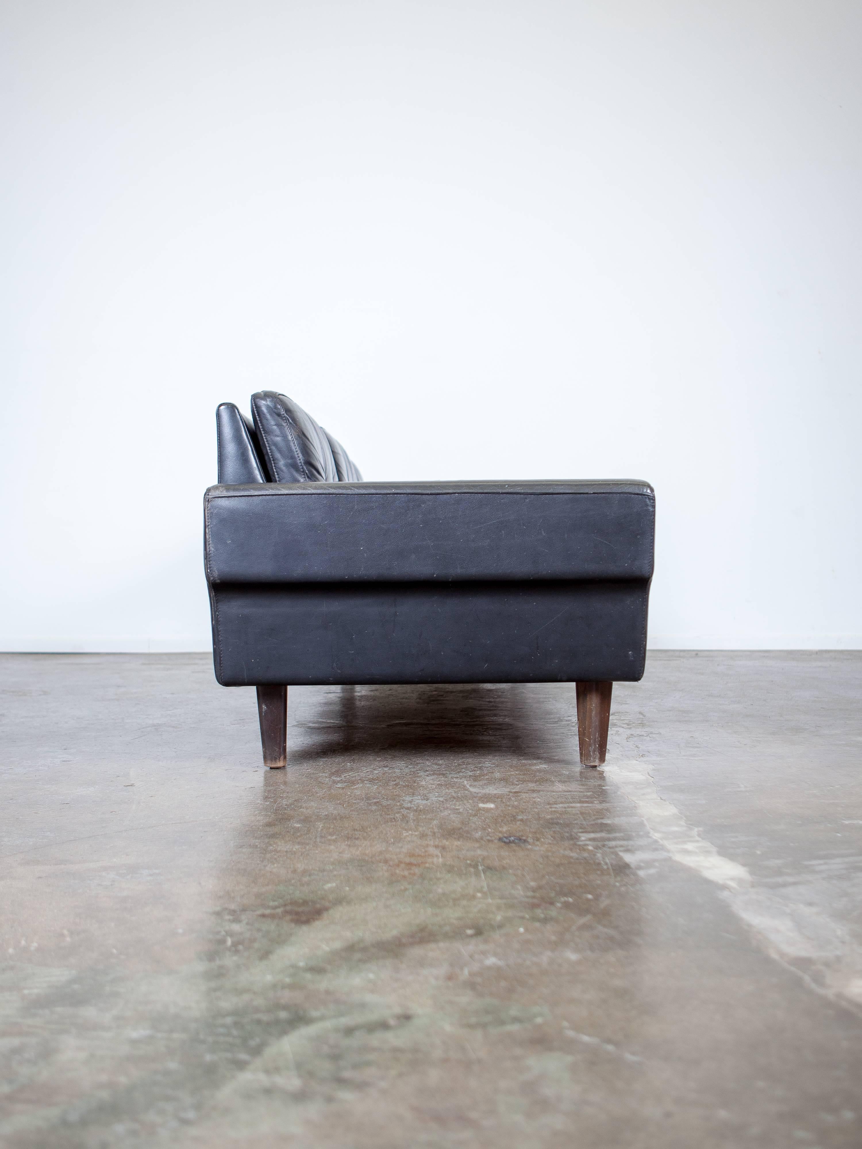 Mid-20th Century Danish Mid-Century Black Leather Sofa