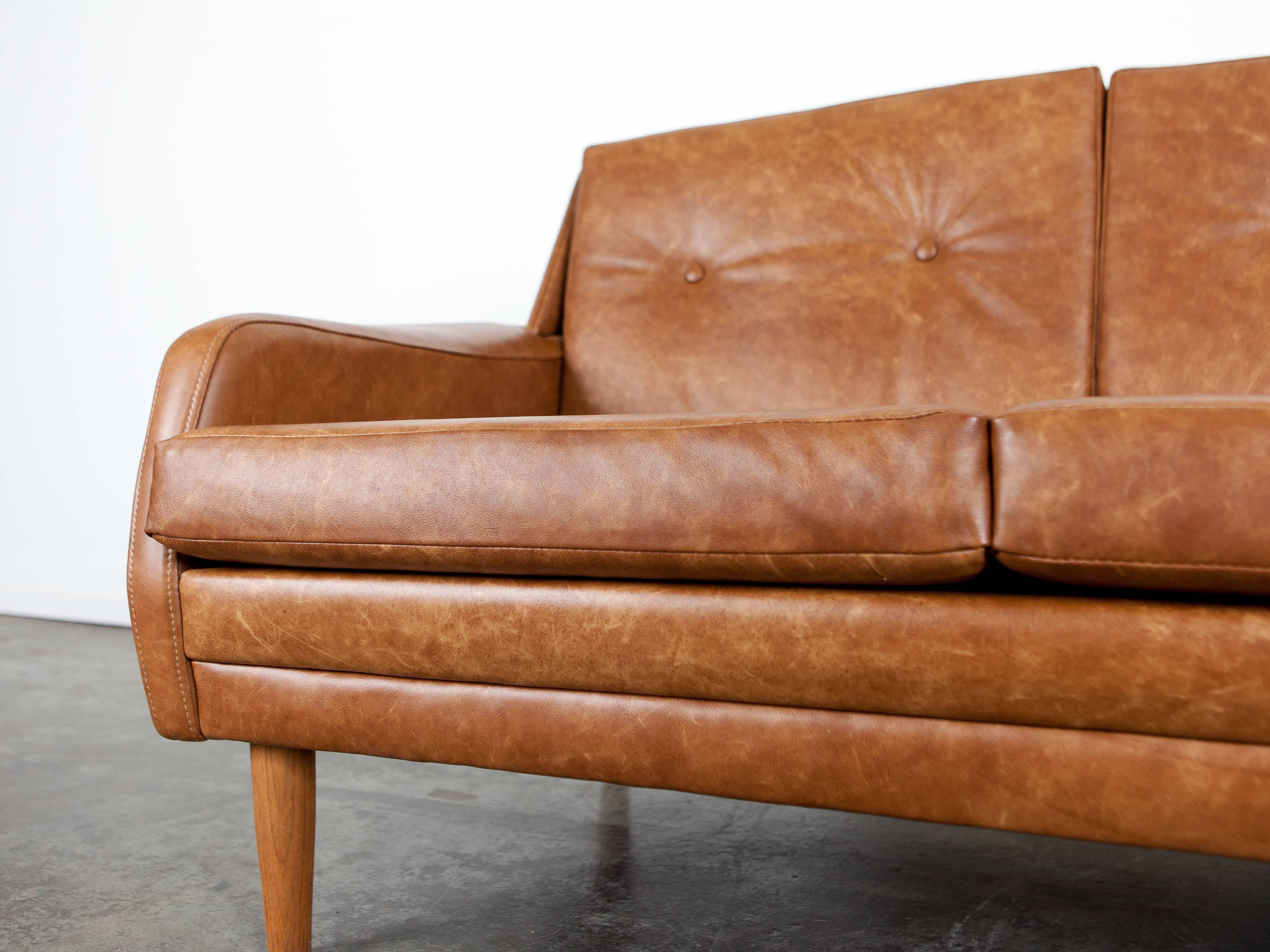 mid century modern leather loveseat