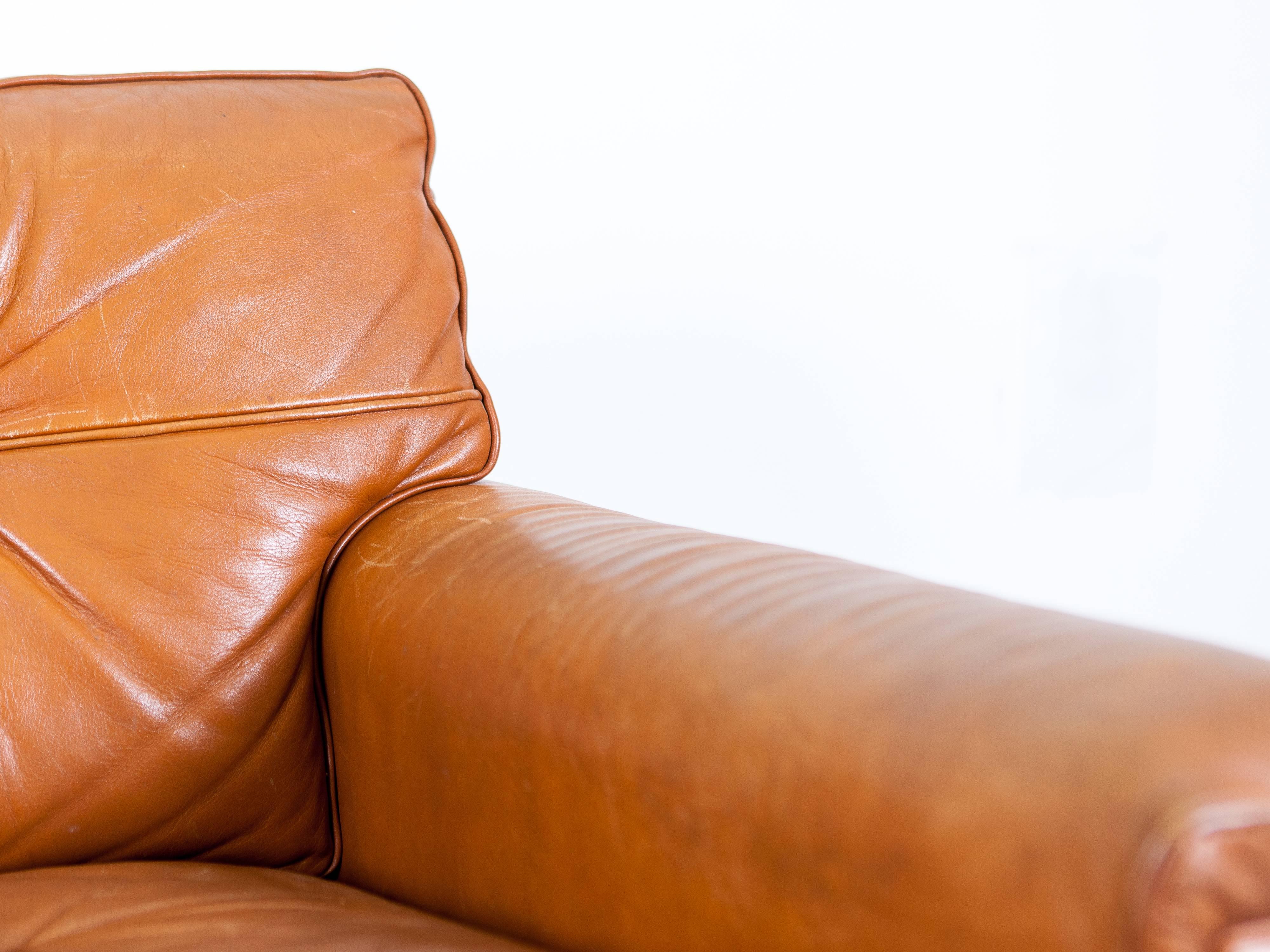 Swedish Mid-Century Brown Leather Sofa by Arne Norell