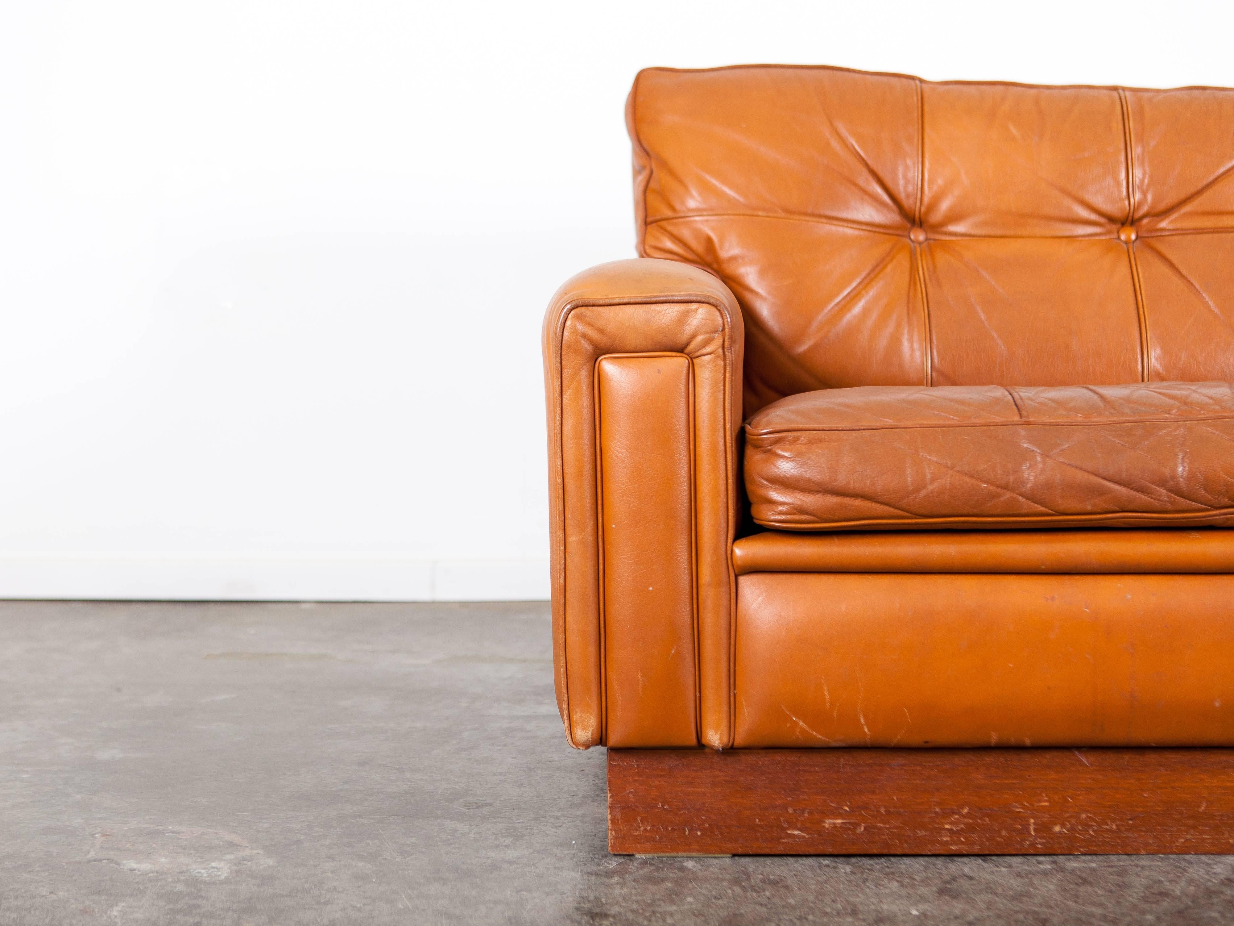 Mid-Century Brown Leather Sofa by Arne Norell In Excellent Condition In North Hollywood, CA