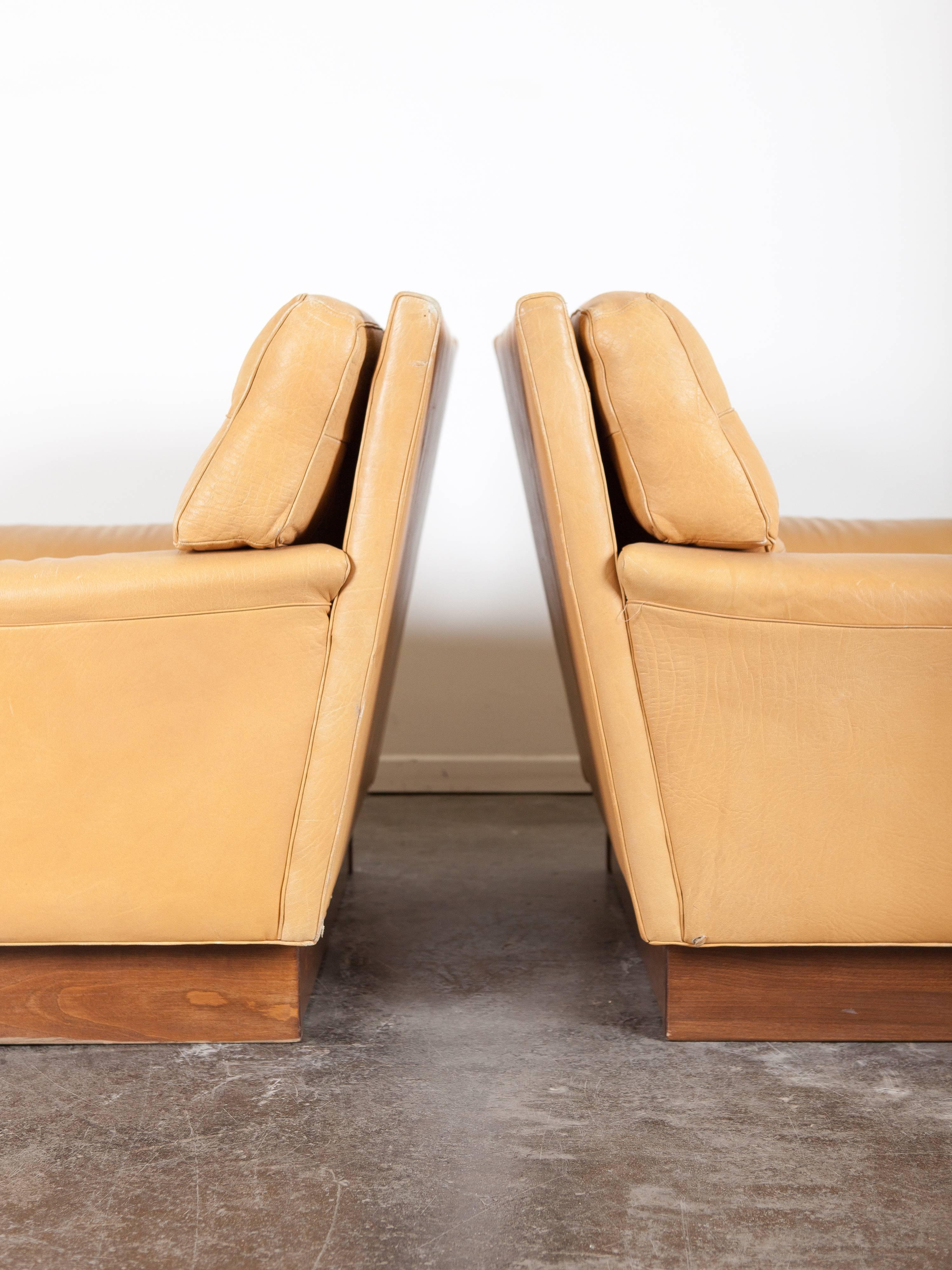 Swedish 'Merkur' Tan Leather Lounge Chairs by Arne Norell