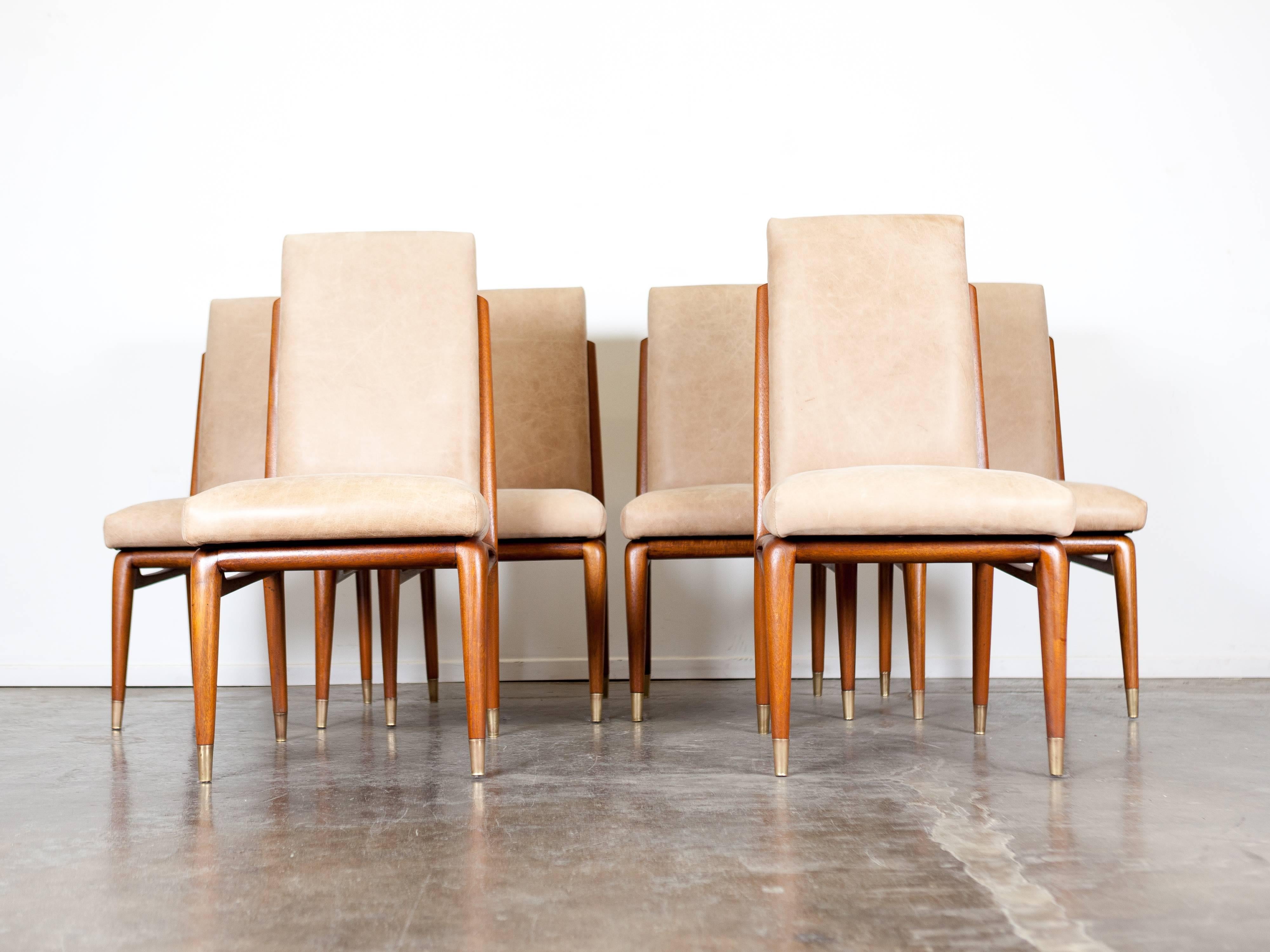Mid-Century Eugenio Escudero Mahogany Leather Dining Chairs 2