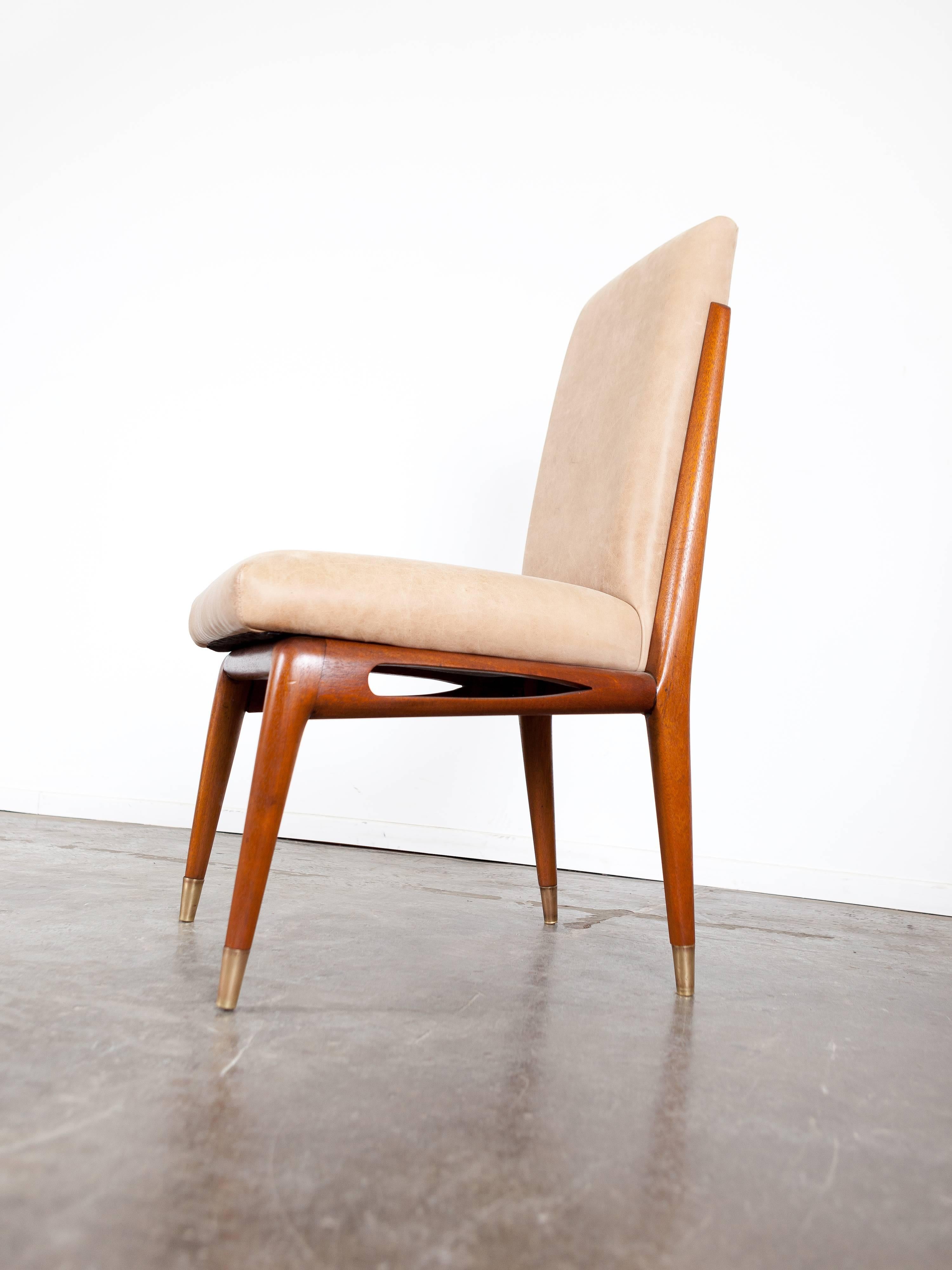 Mid-20th Century Mid-Century Eugenio Escudero Mahogany Leather Dining Chairs