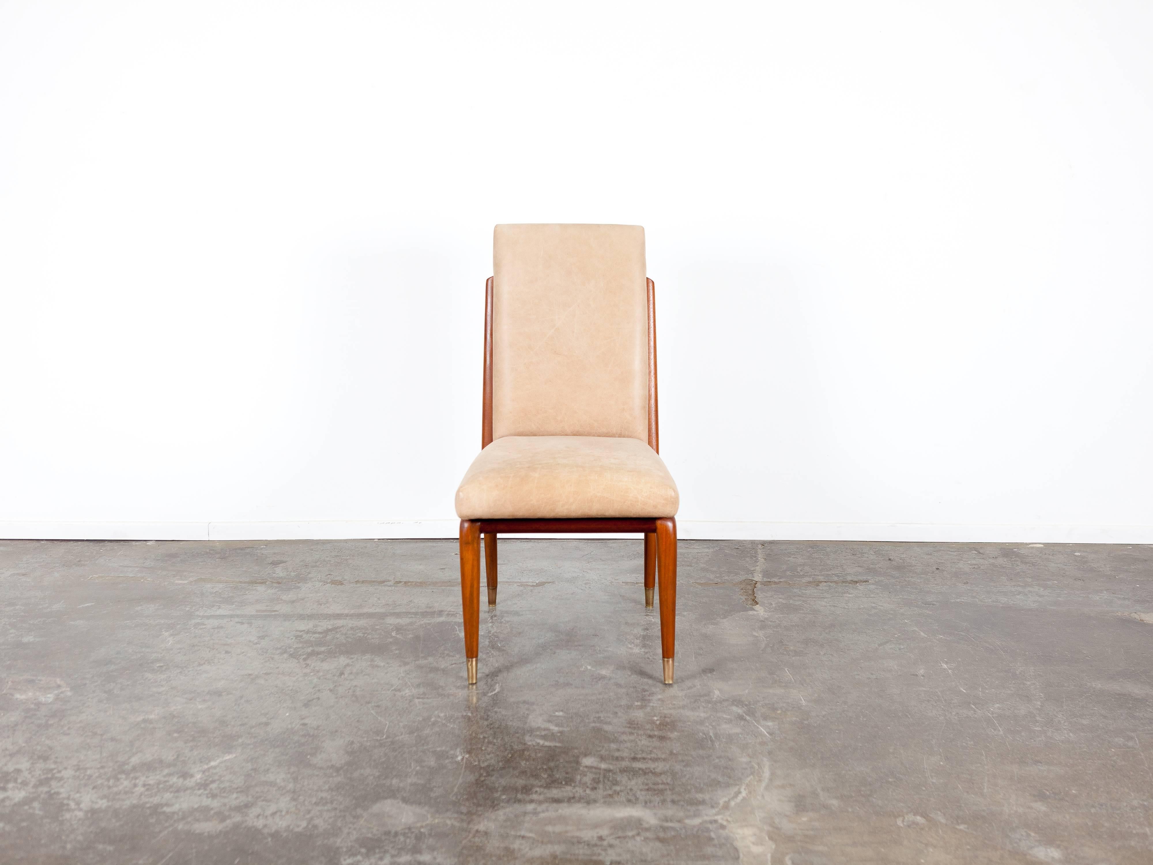 Mid-Century Modern Mid-Century Eugenio Escudero Mahogany Leather Dining Chairs