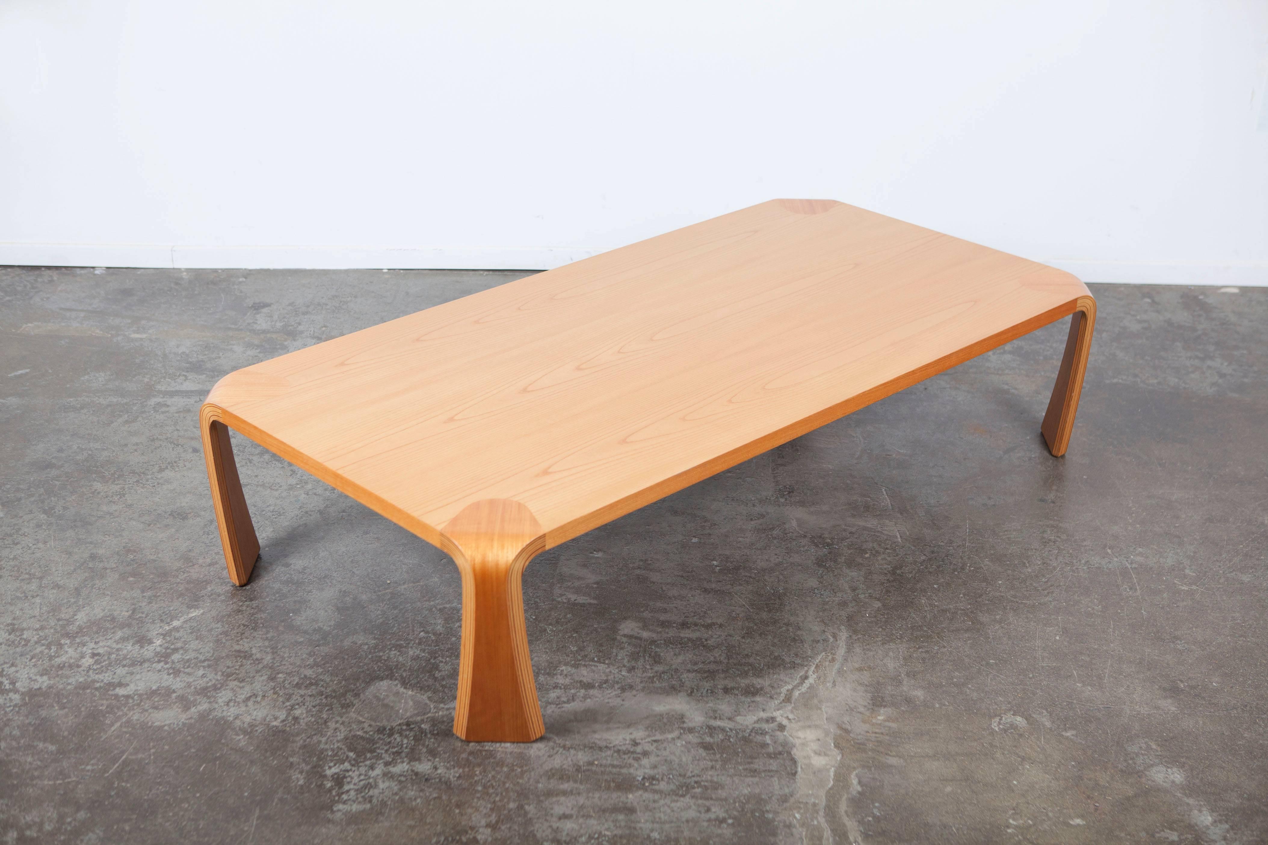 Saburo Inui Mid-Century Bent Wood Coffee Table In Excellent Condition In North Hollywood, CA