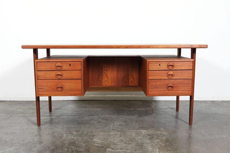 Danish Mid Century Modern Teak Desk Designed By Kai Kristiansen At Danish Mid Century Modern Floating Top Teak Desk Designed By Kai Kristiansen Model Fm60